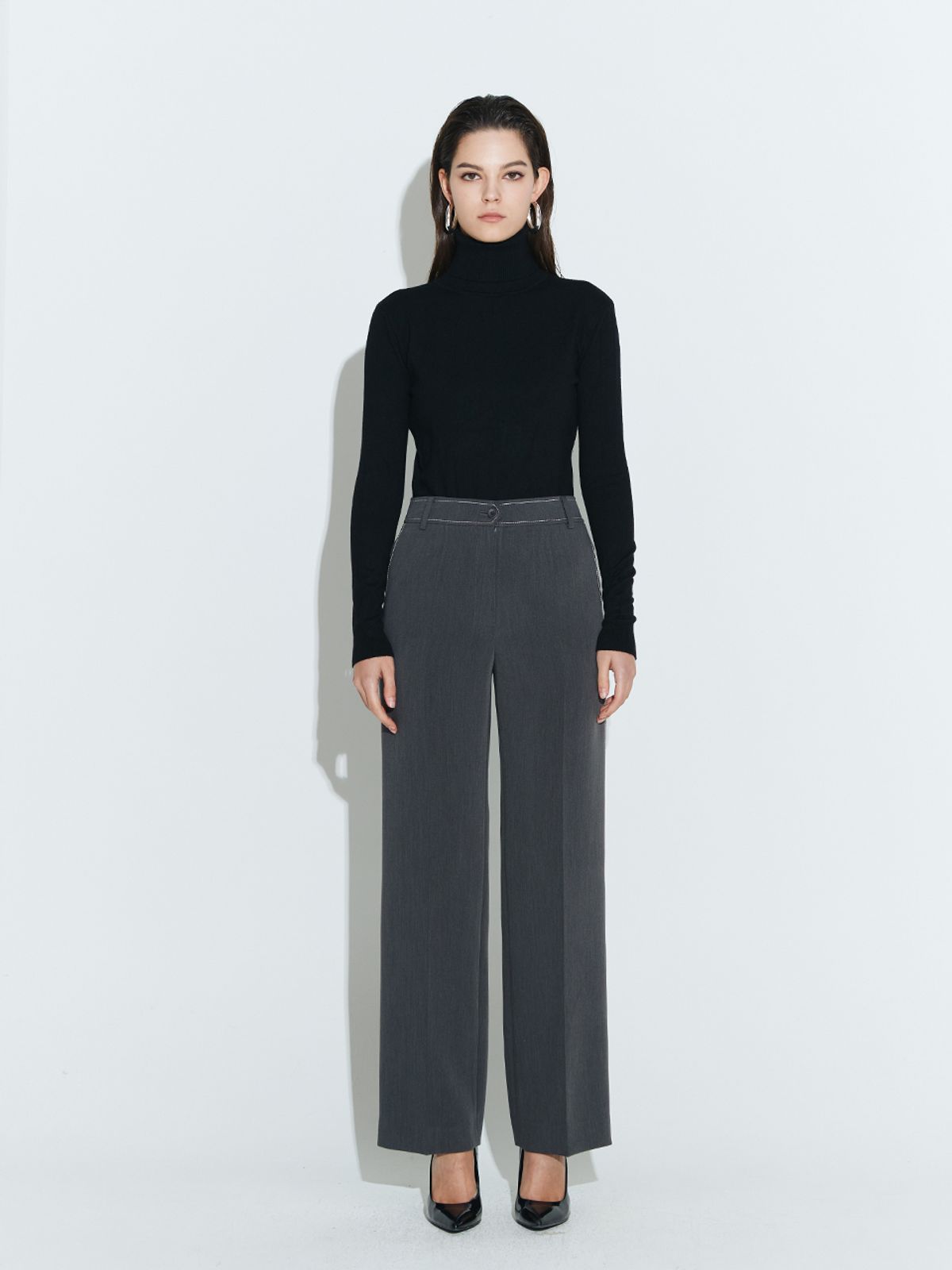 채뉴욕(CHAENEWYORK) Stitched straight trouser [Grey]