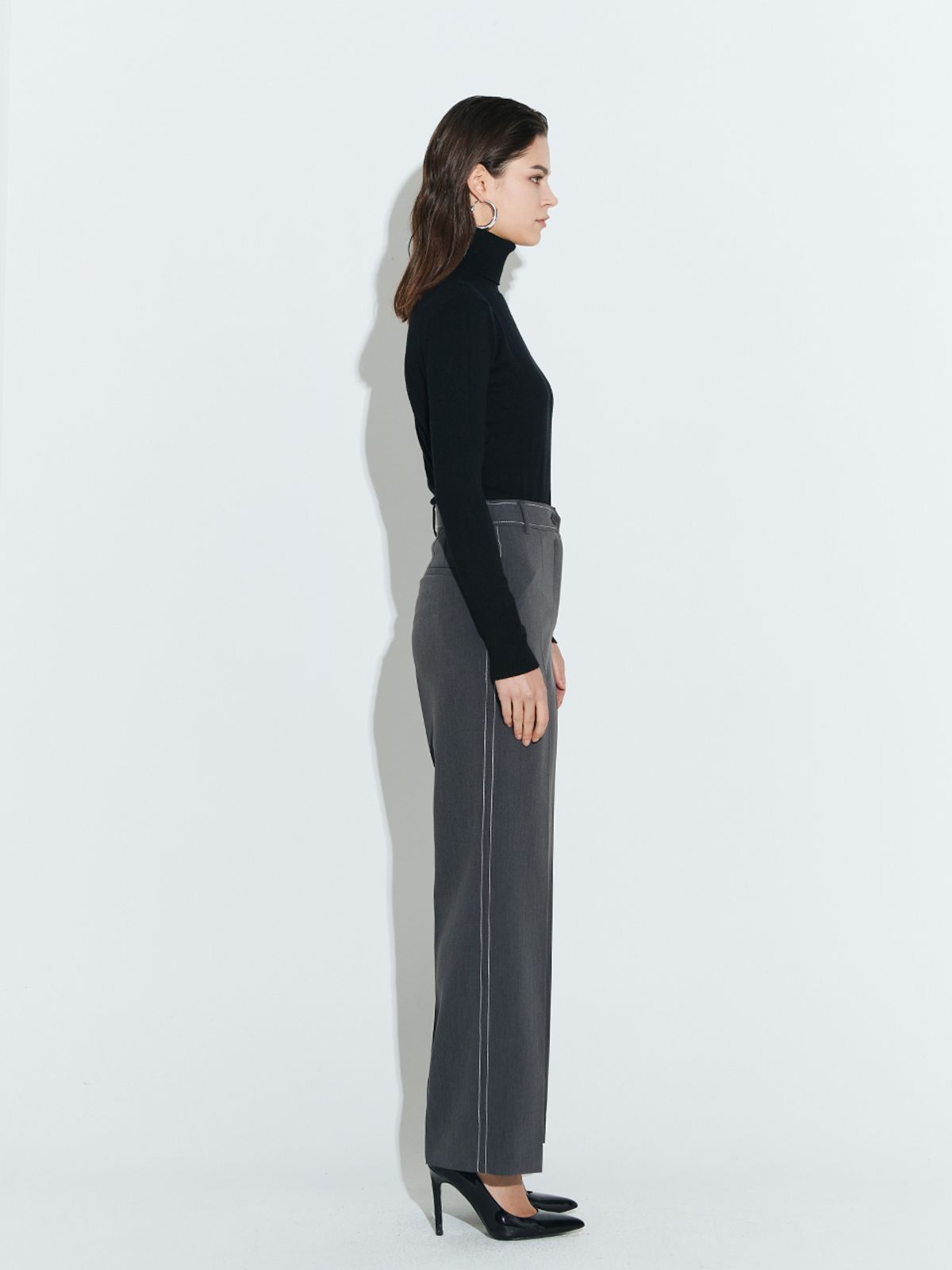 채뉴욕(CHAENEWYORK) Stitched straight trouser [Grey]