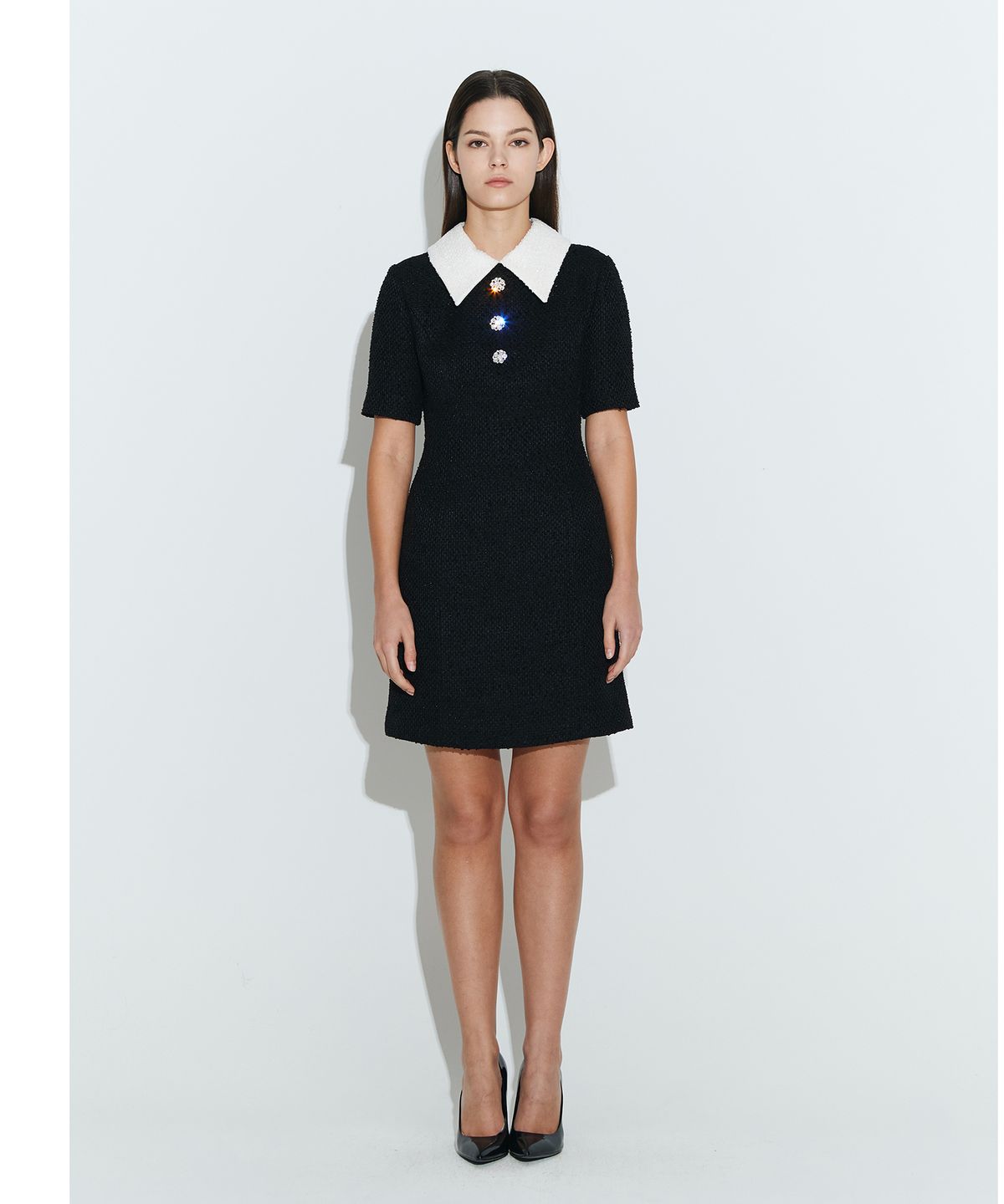 채뉴욕(CHAENEWYORK) Detatchable Collar Dress [Black&White]