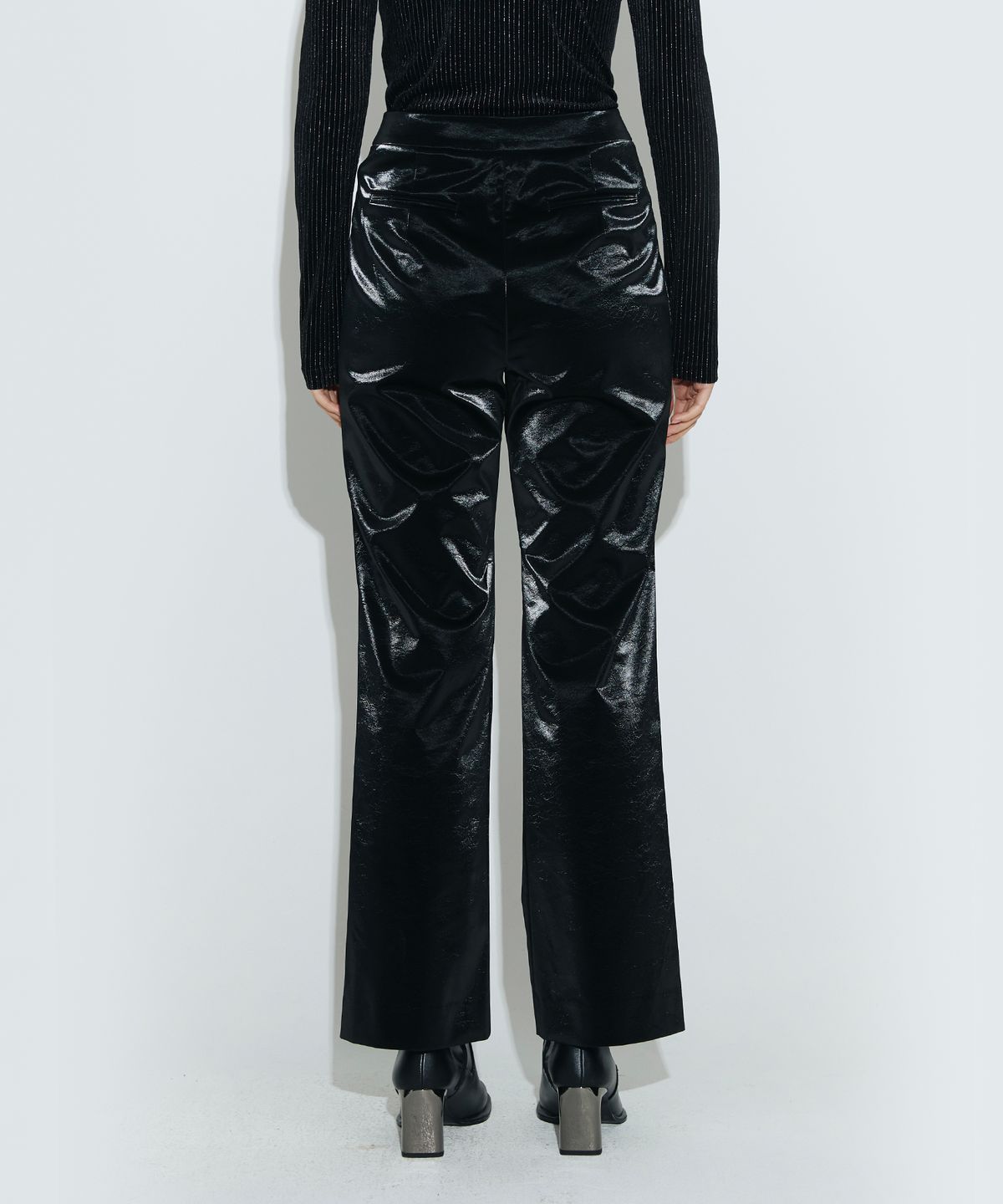 채뉴욕(CHAENEWYORK) Semi Bootcut Trouser [Black Leather]