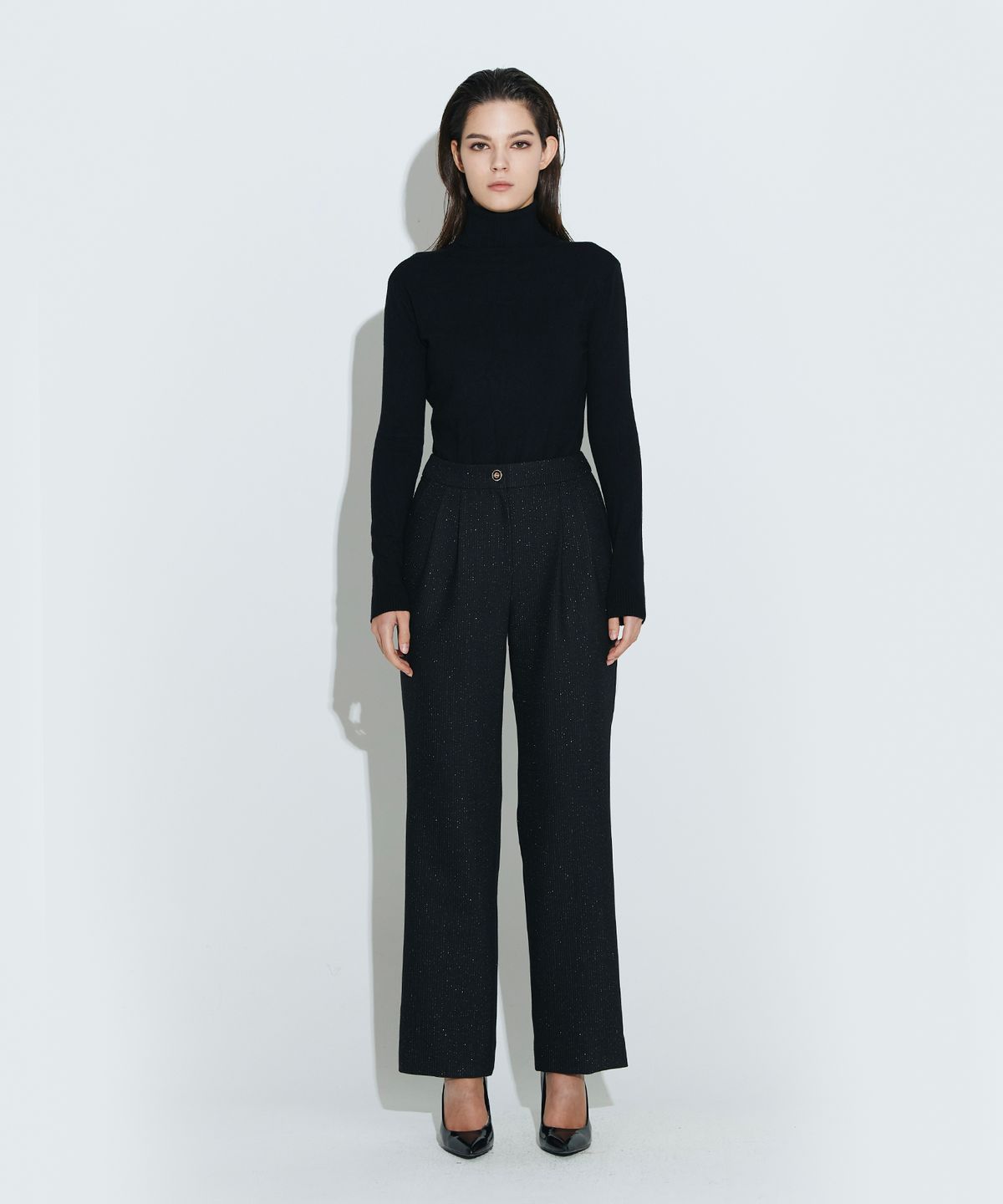 채뉴욕(CHAENEWYORK) Semi Bootcut Trouser [Black Gold]