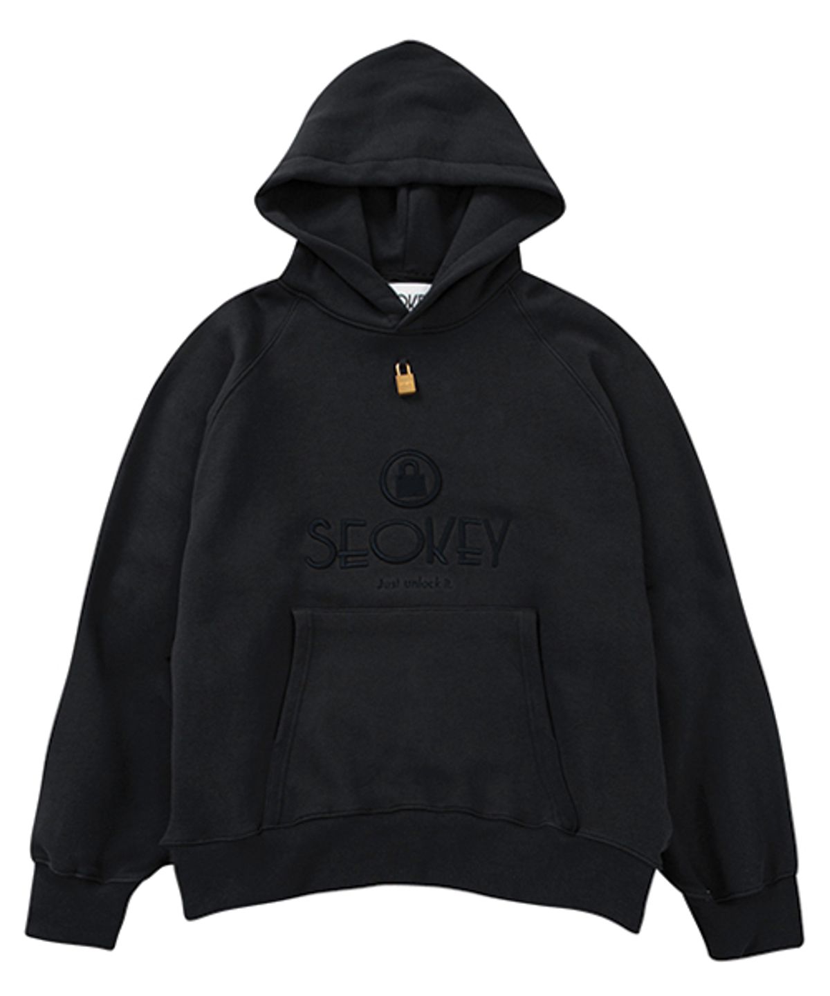 서키(SEOKEY) 패드록 시그니처 래글런 소매 후드(블랙)(남녀공용)