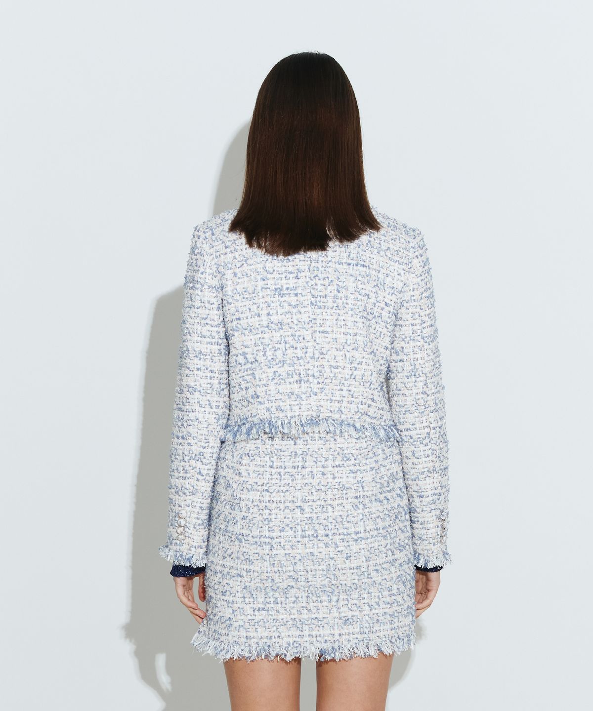 채뉴욕(CHAENEWYORK) Fringe Tweed Cropped Jacket [Blue]