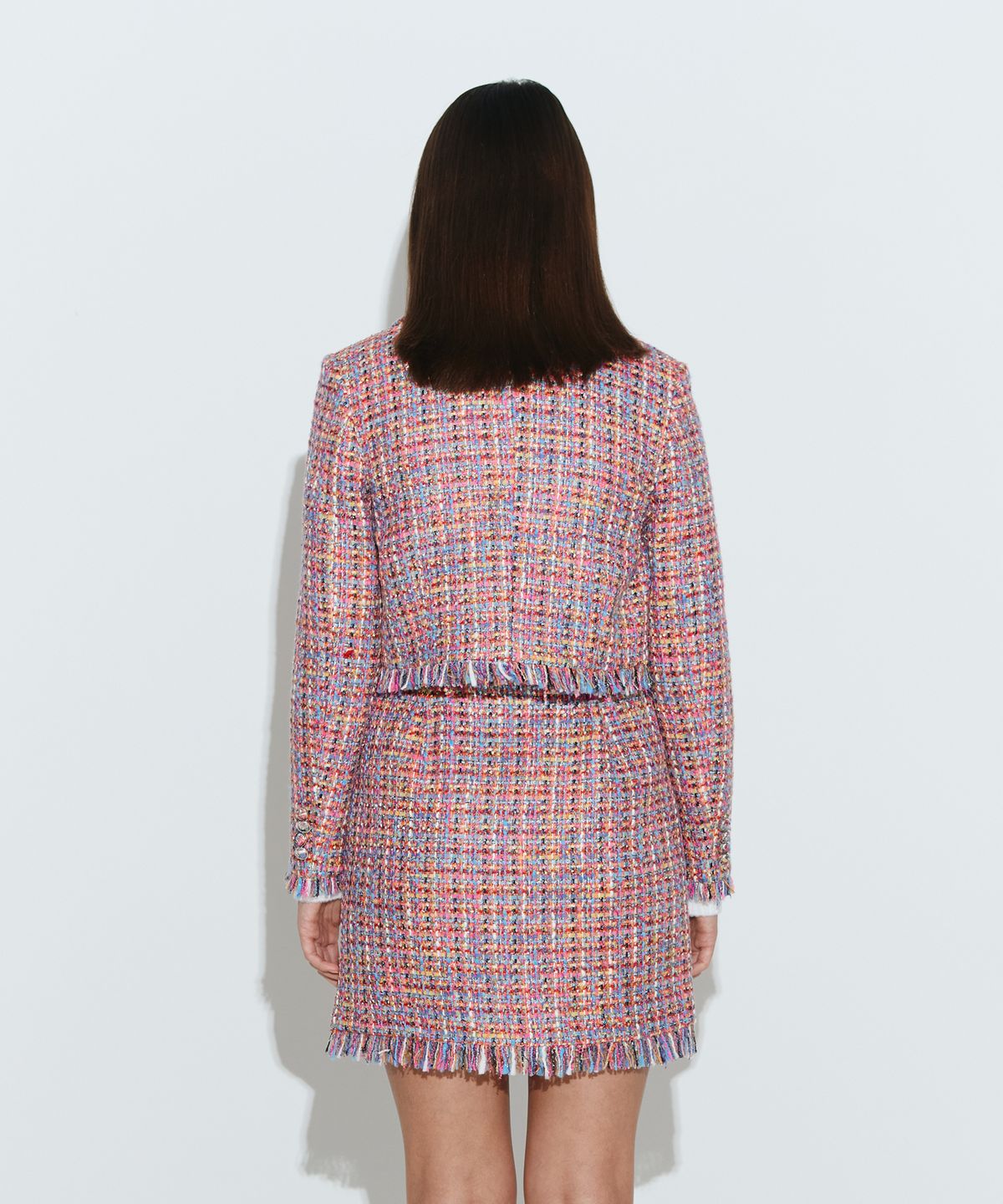 채뉴욕(CHAENEWYORK) Fringe Tweed Cropped Jacket [Pink]