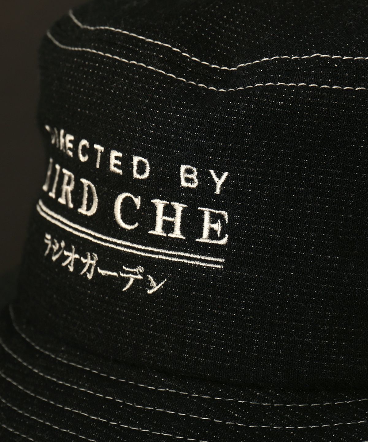 버드 체(BIRD CHE) BLACK COTTON EMBROIDERED BUCKET HAT