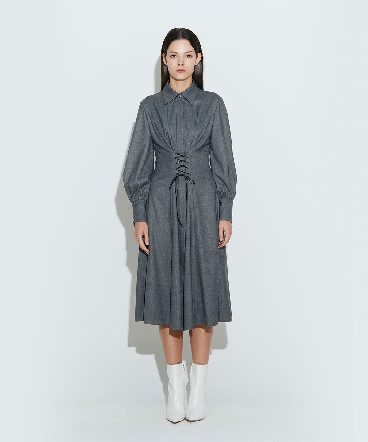 채뉴욕(CHAENEWYORK) Corset Flare Dress [Grey]