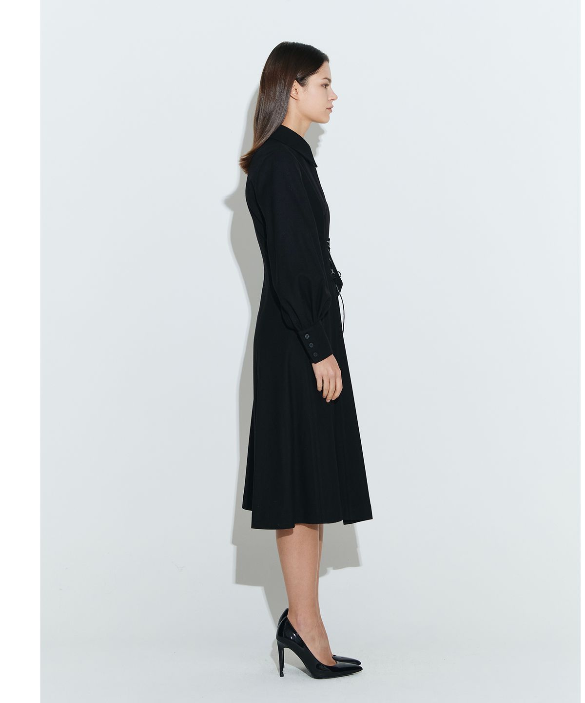 채뉴욕(CHAENEWYORK) Corset Flare Dress [Black]