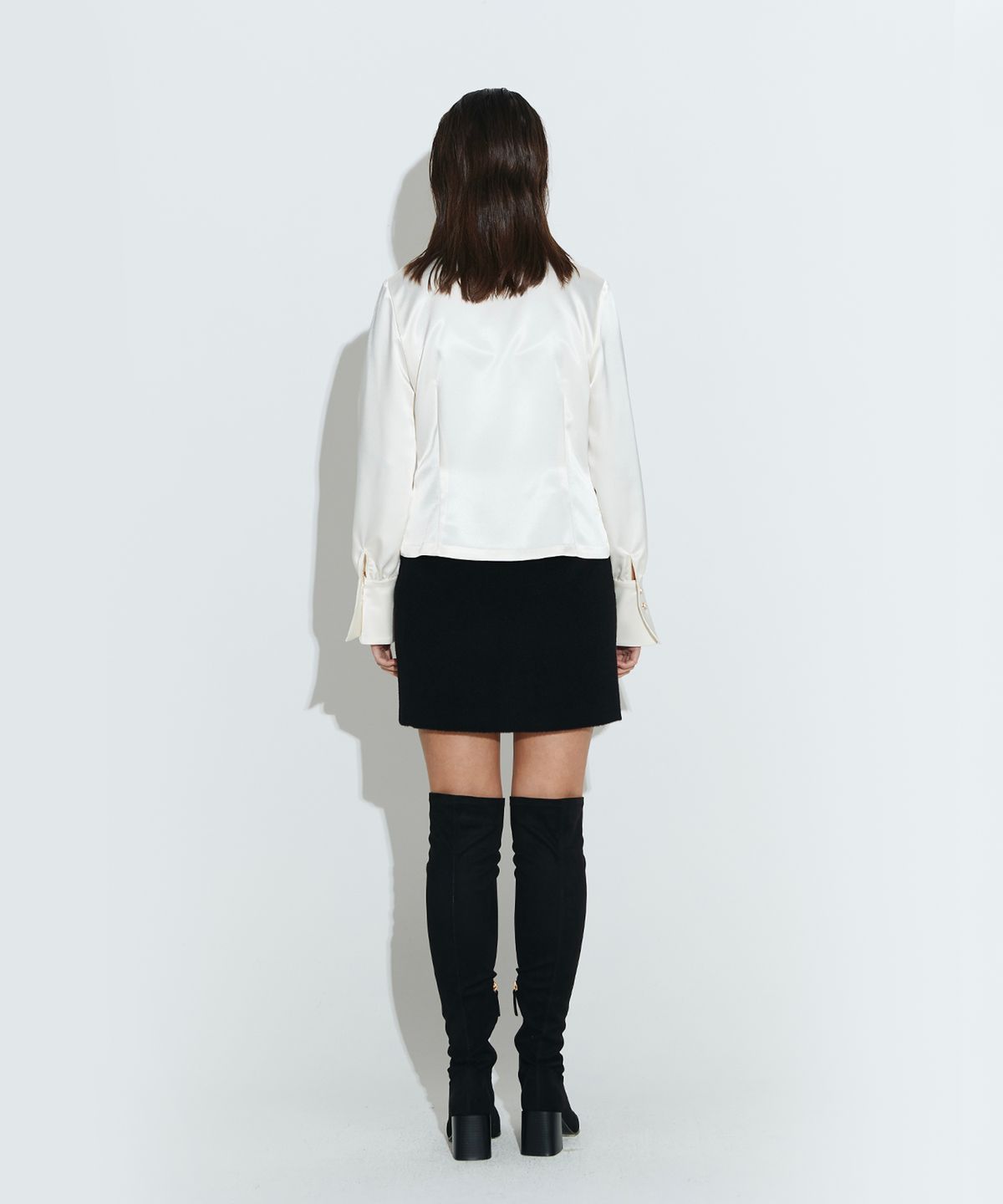 채뉴욕(CHAENEWYORK) Silky Satin Fitted Shirts [Ivory]