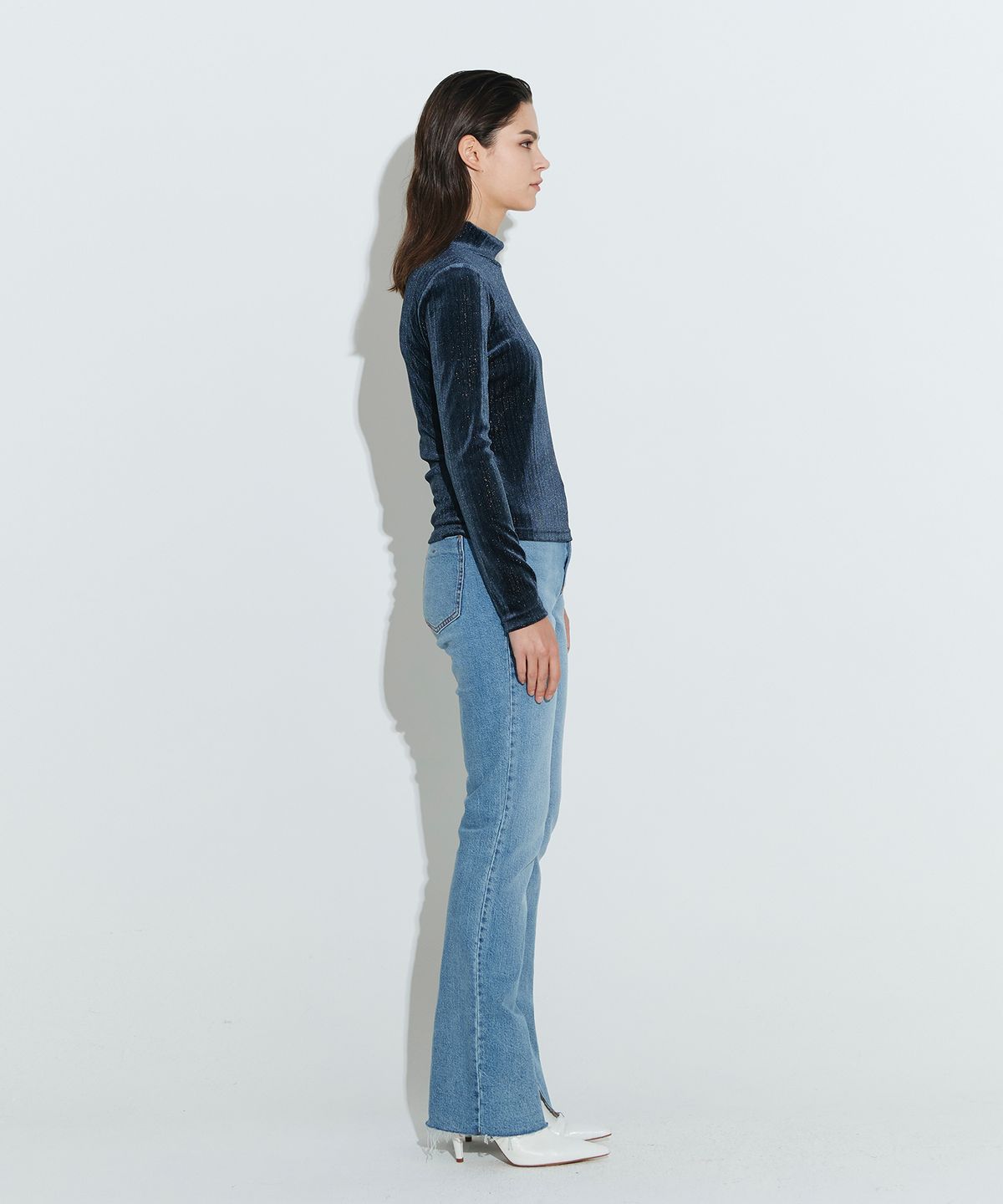 채뉴욕(CHAENEWYORK) high-neck velvet top [Blue]