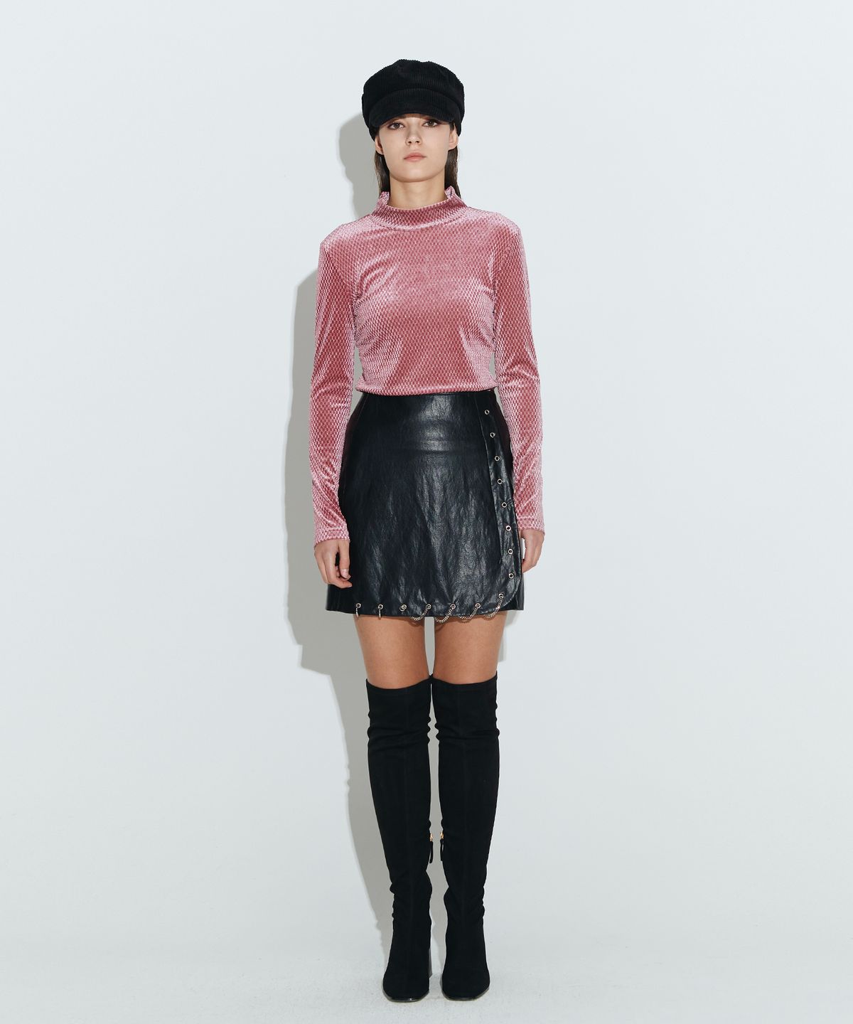 채뉴욕(CHAENEWYORK) high-neck velvet top [Pink]