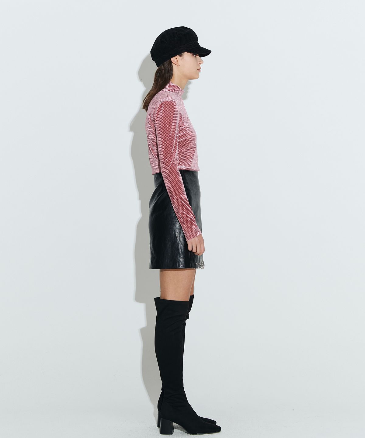 채뉴욕(CHAENEWYORK) high-neck velvet top [Pink]