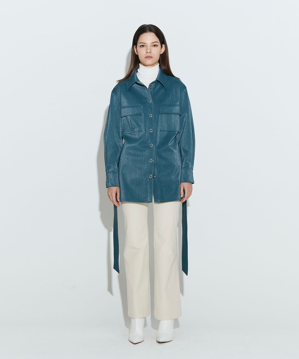 채뉴욕(CHAENEWYORK) Jennifer Oversize Belted Shirts [Green]