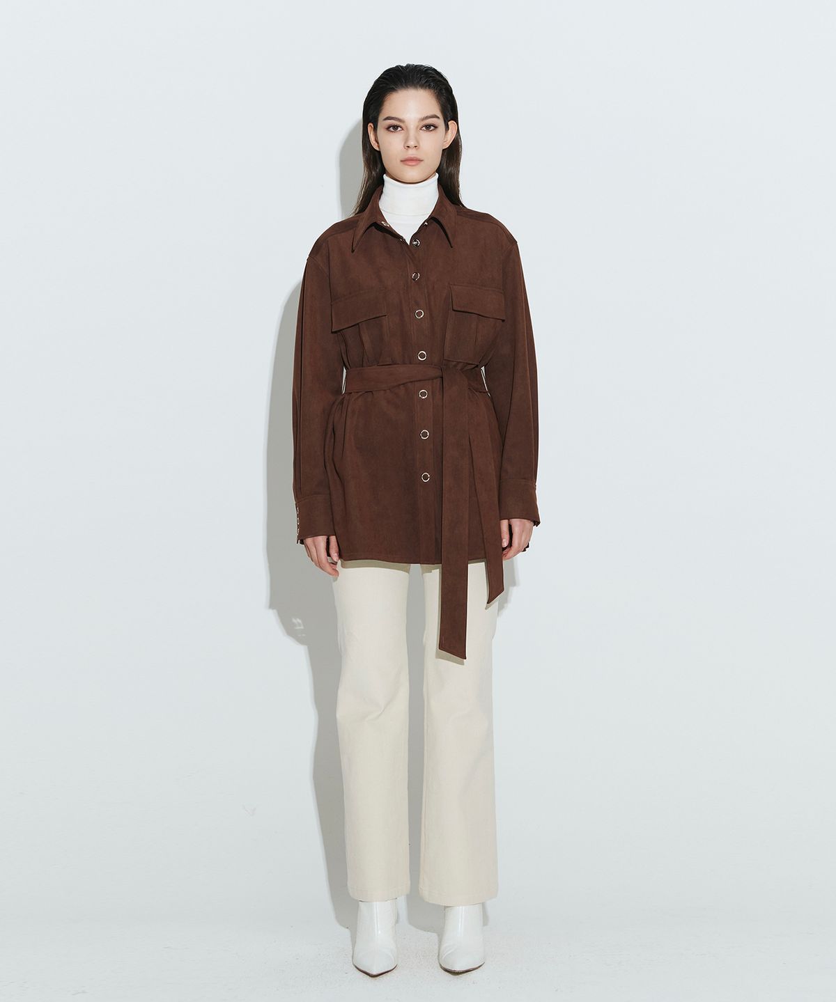 채뉴욕(CHAENEWYORK) Jennifer Oversize Belted Shirts [Brown]