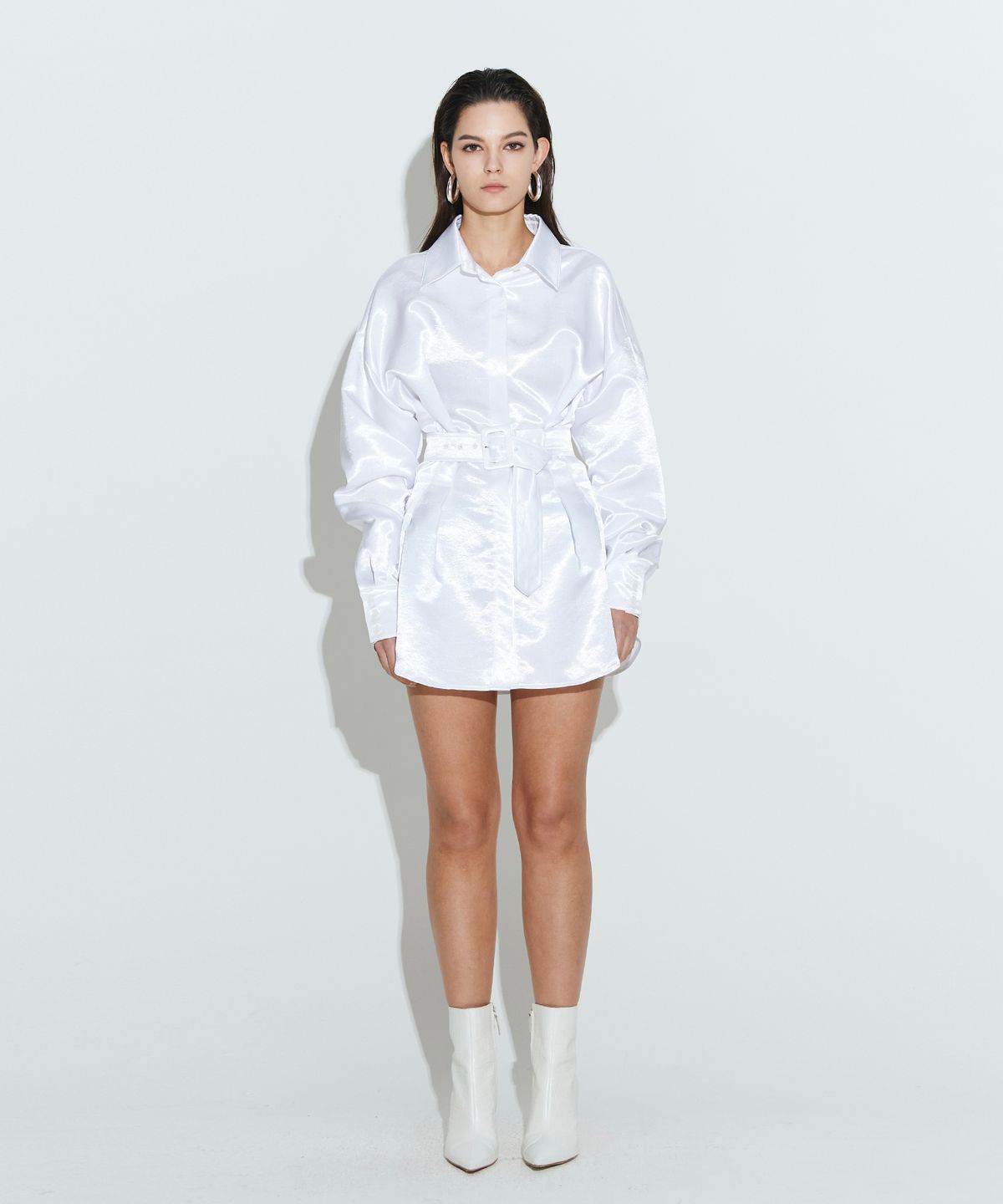 채뉴욕(CHAENEWYORK) The Boss Satin Long Shirts [White]