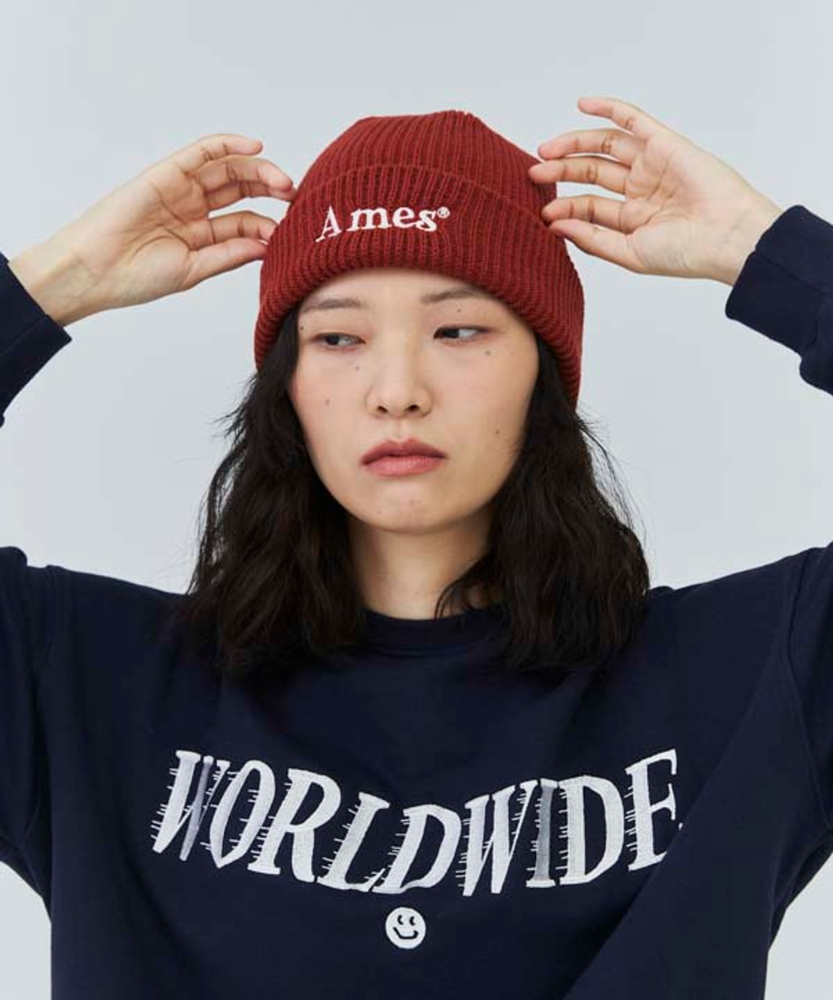 아메스 월드와이드(AMES-WORLDWIDE) BASIC LOGO BEANIE BRICK