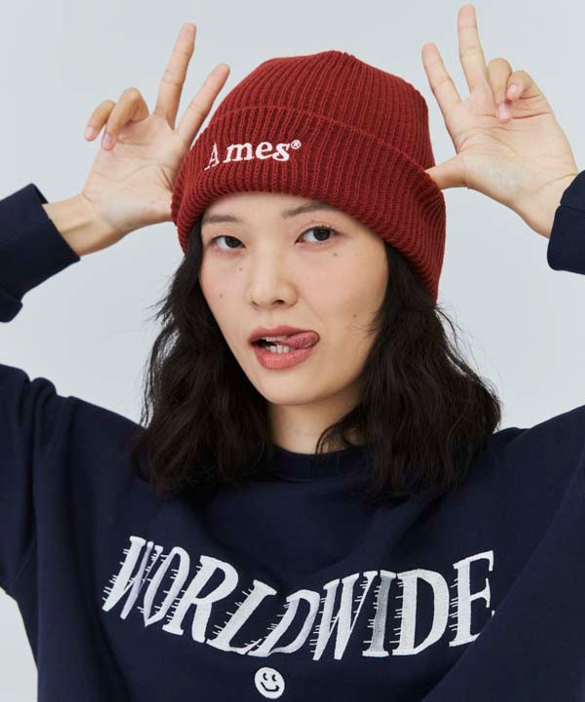 아메스 월드와이드(AMES-WORLDWIDE) BASIC LOGO BEANIE BRICK