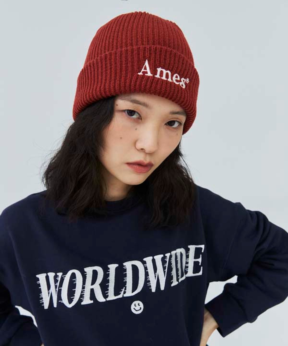 아메스 월드와이드(AMES-WORLDWIDE) BASIC LOGO BEANIE BRICK