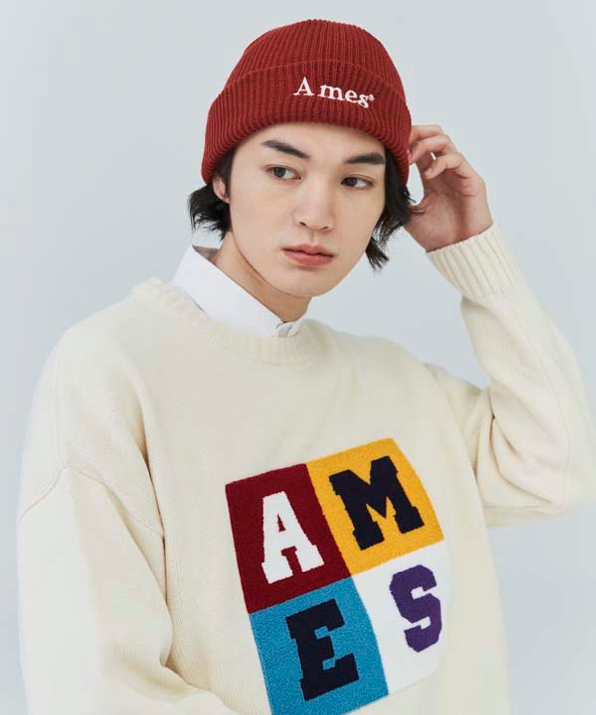 아메스 월드와이드(AMES-WORLDWIDE) BASIC LOGO BEANIE BRICK