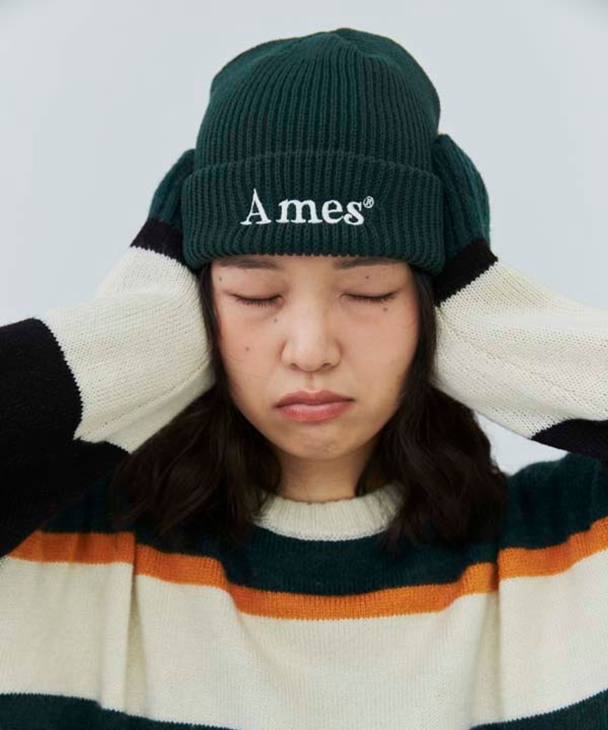 아메스 월드와이드(AMES-WORLDWIDE) BASIC LOGO BEANIE GREEN