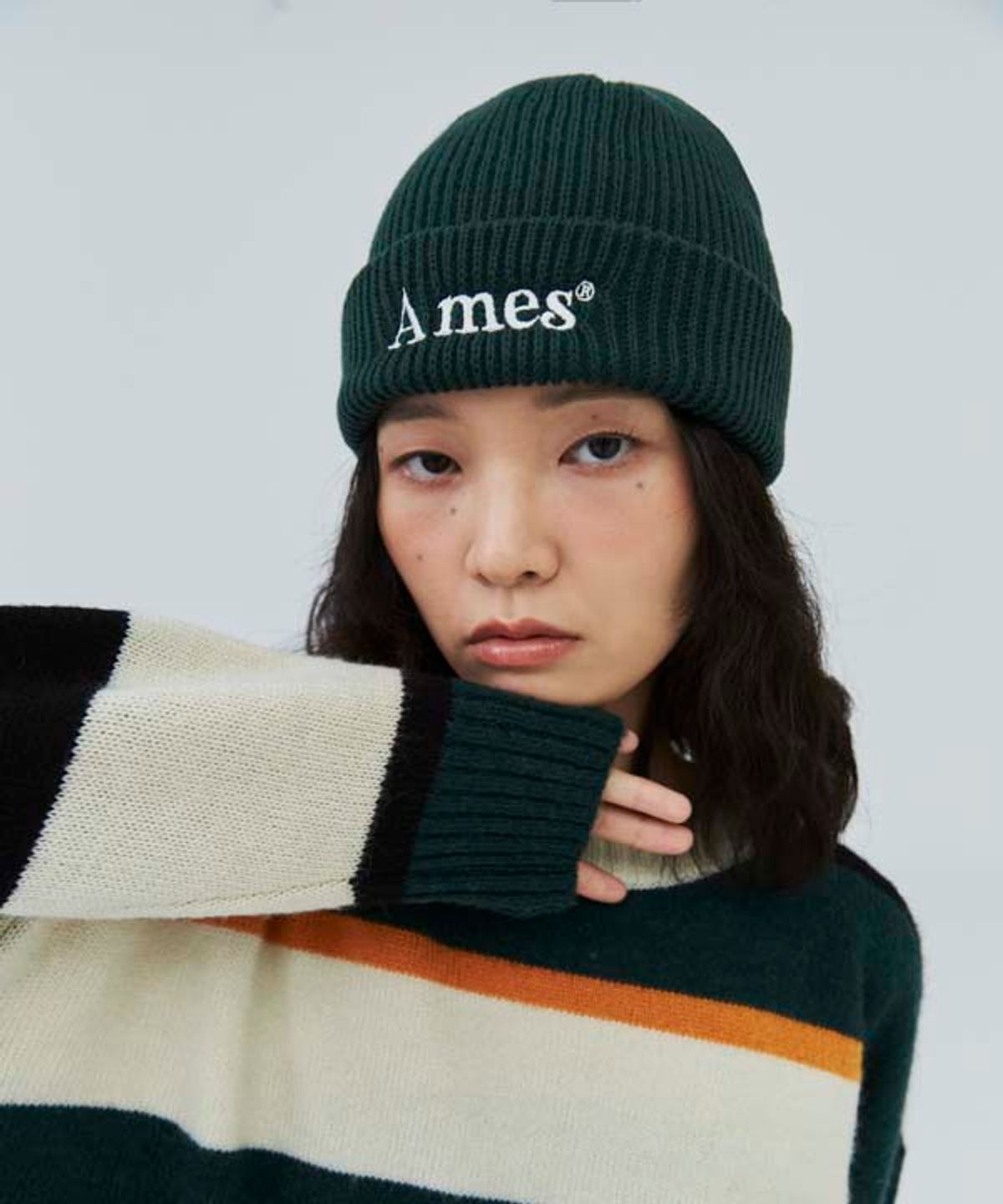 아메스 월드와이드(AMES-WORLDWIDE) BASIC LOGO BEANIE GREEN