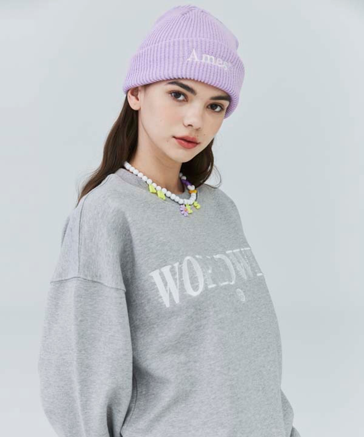아메스 월드와이드(AMES-WORLDWIDE) BASIC LOGO BEANIE PURPLE