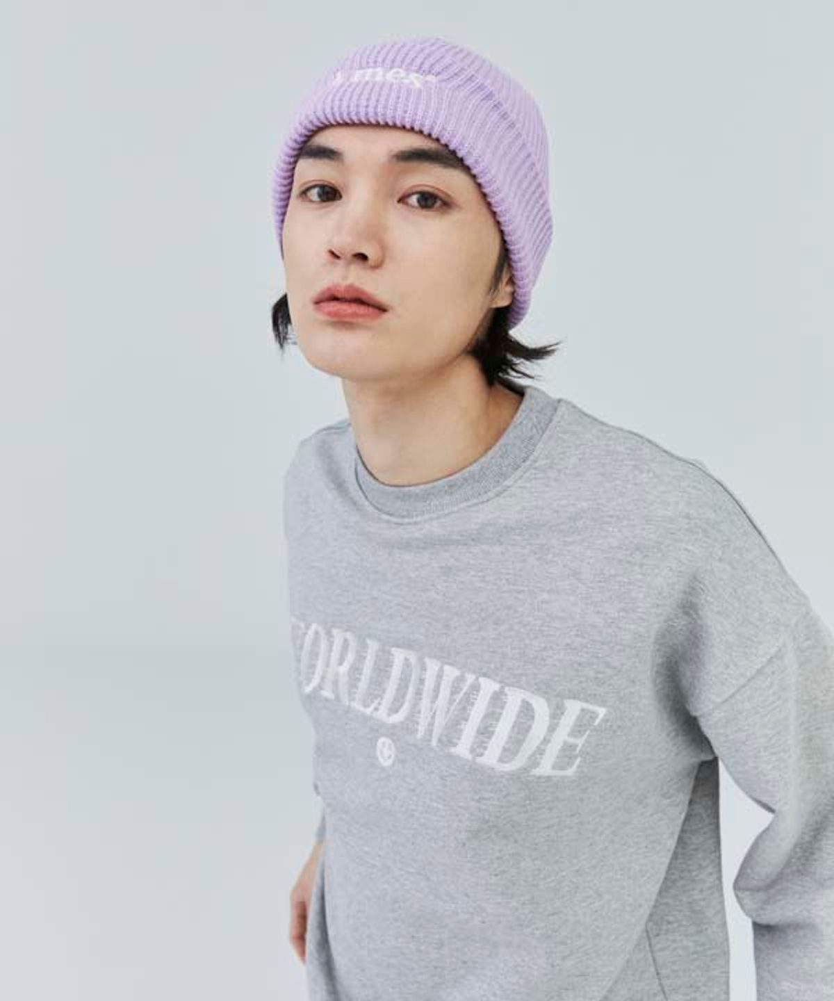 아메스 월드와이드(AMES-WORLDWIDE) BASIC LOGO BEANIE PURPLE