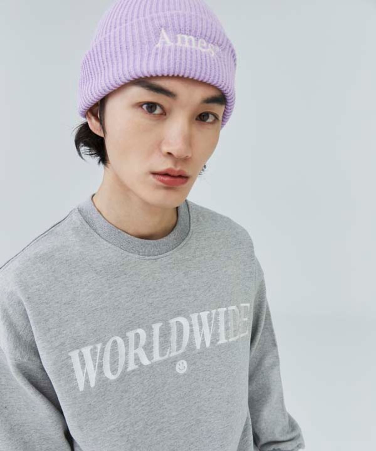 아메스 월드와이드(AMES-WORLDWIDE) BASIC LOGO BEANIE PURPLE