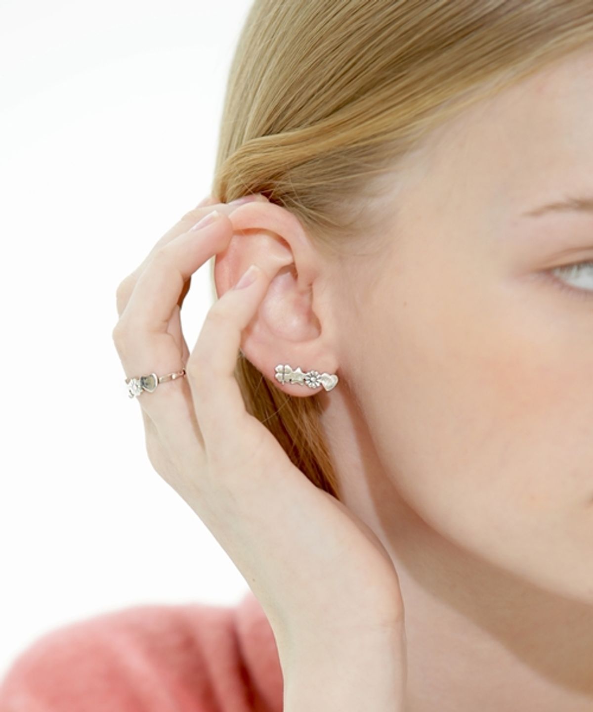 봉보(BONBEAU) Luckme motives silver gold pin Earrings 럭키미 모티브 925실버 골드 은침 귀걸이