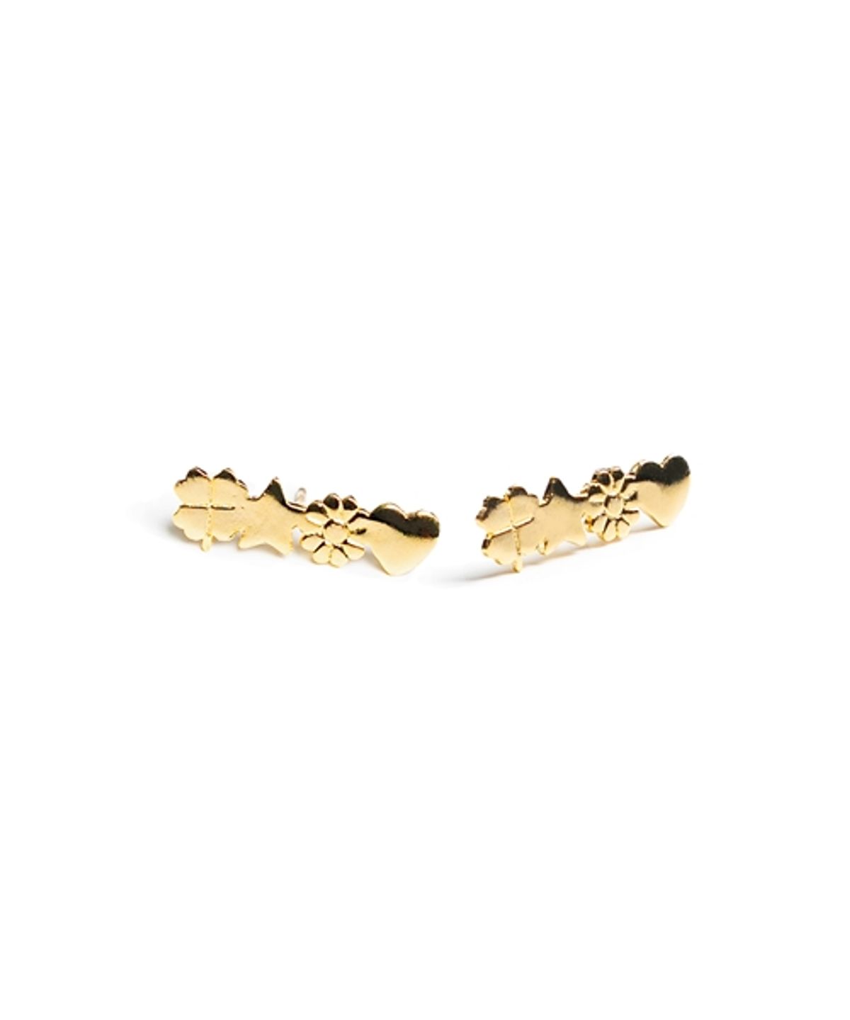 봉보(BONBEAU) Luckme motives silver gold pin Earrings 럭키미 모티브 925실버 골드 은침 귀걸이