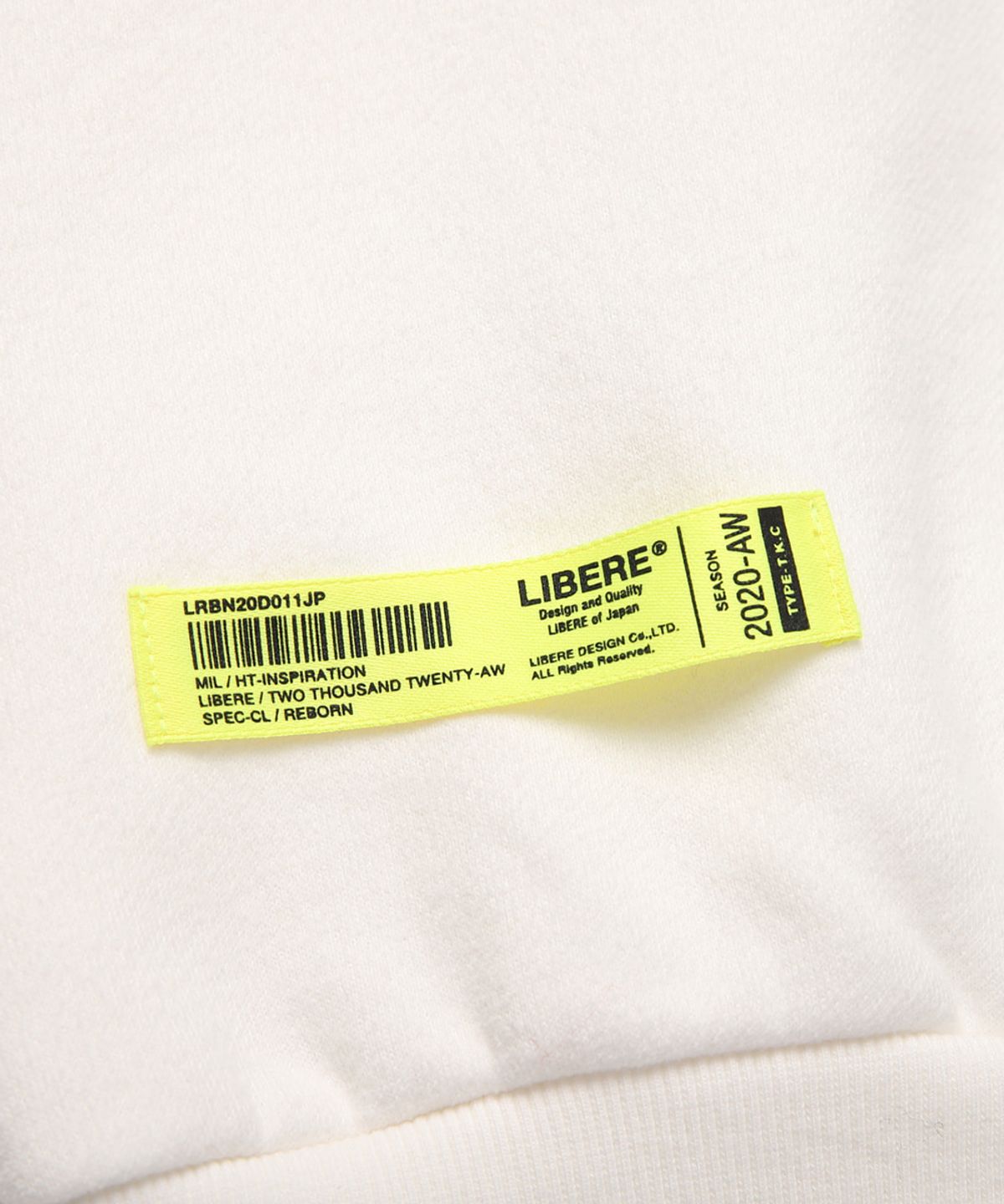리베레(LIBERE) MOCKNECK SWEATSHIRTS / NATURAL WHITE