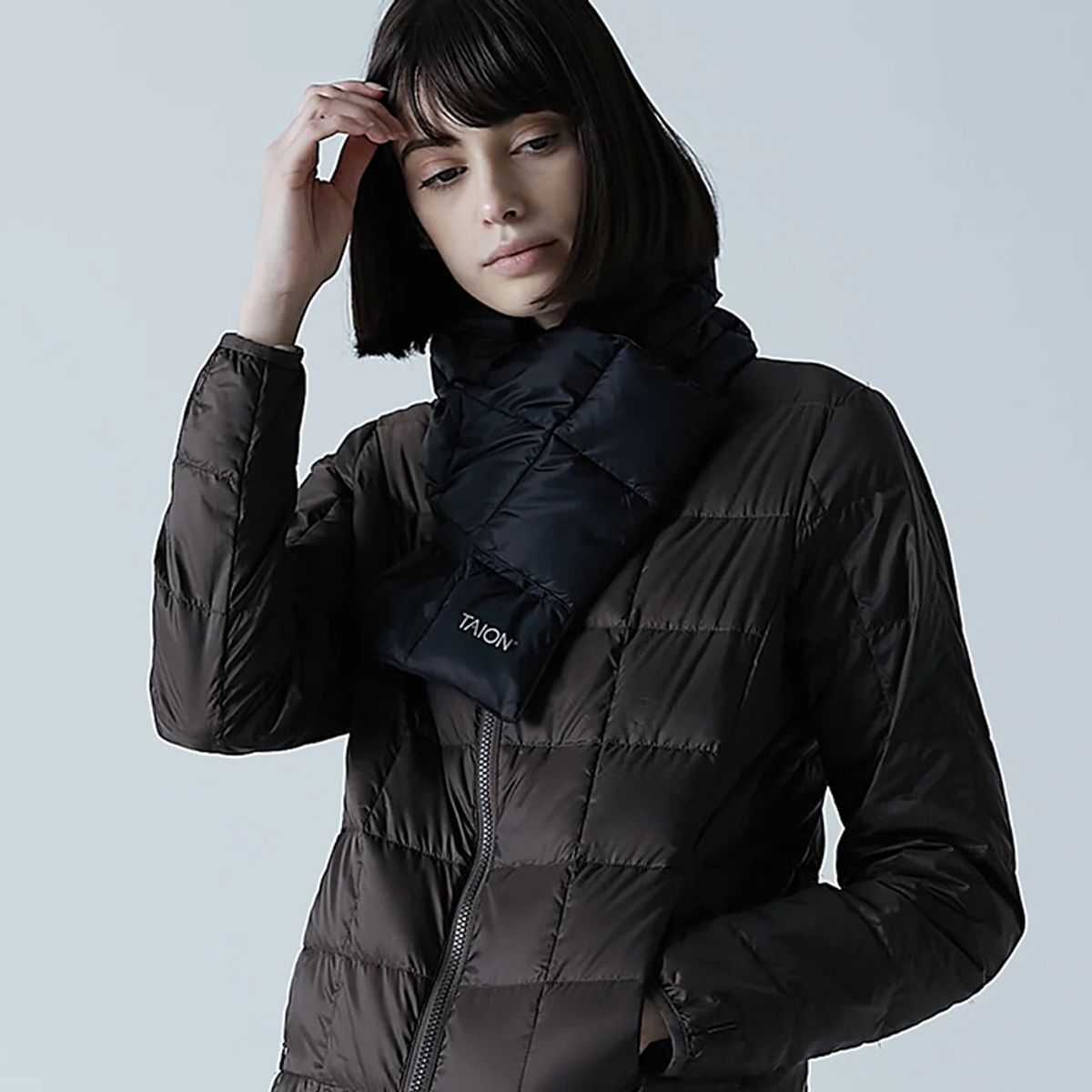 타이온(TAION) 베이직 패딩 머플러 Black