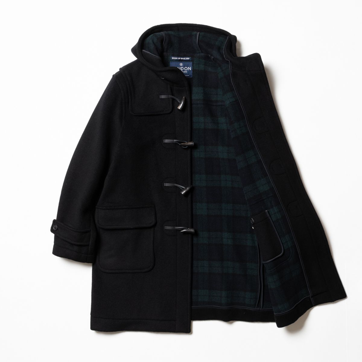 런던트레디션(LONDONTRADITION) Mens Erica Duffle Coat - Black BW5