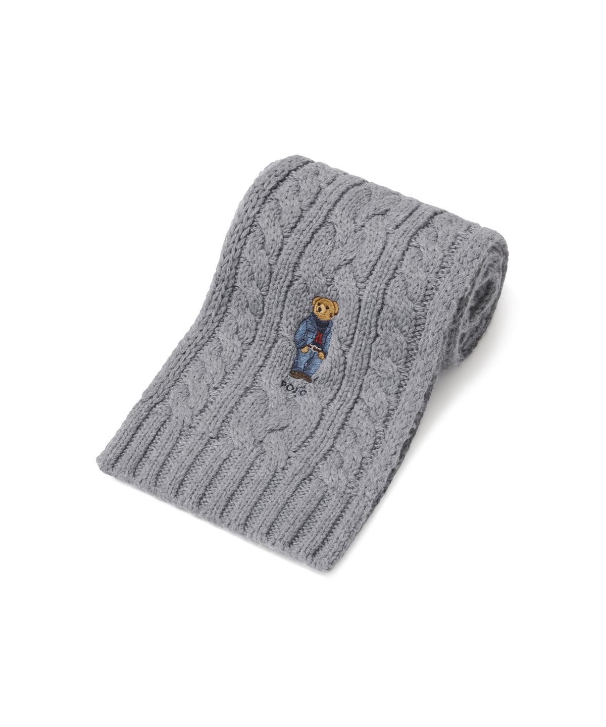 폴로 랄프 로렌(POLO RALPH LAUREN) 폴로 베어 케이블 니트 스카프 - 그레이