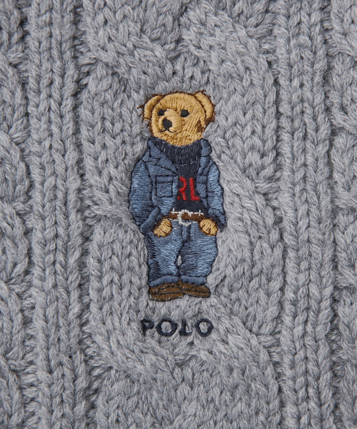 폴로 랄프 로렌(POLO RALPH LAUREN) 폴로 베어 케이블 니트 스카프 - 그레이