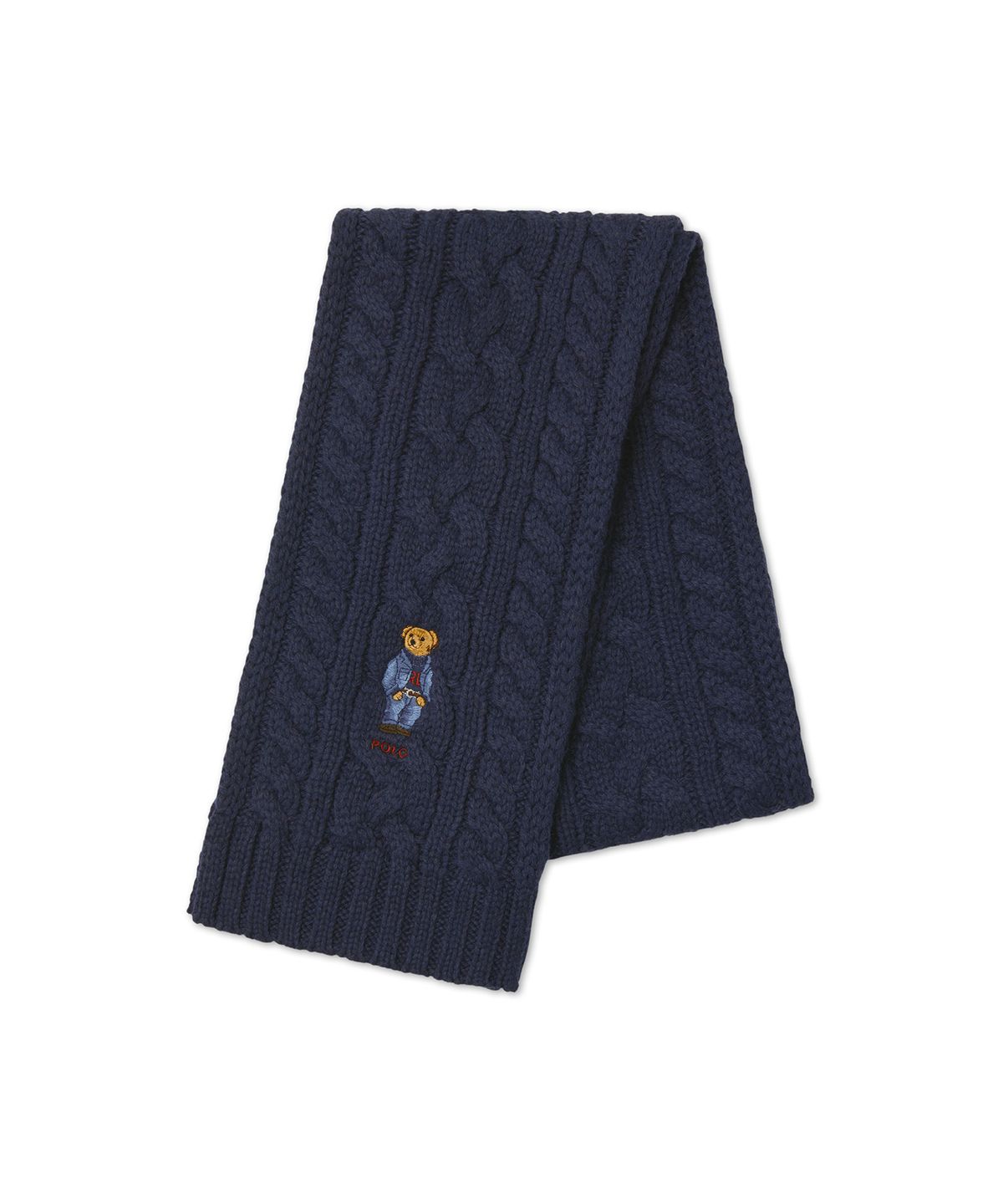 폴로 랄프 로렌(POLO RALPH LAUREN) 폴로 베어 케이블 니트 스카프 - 블루