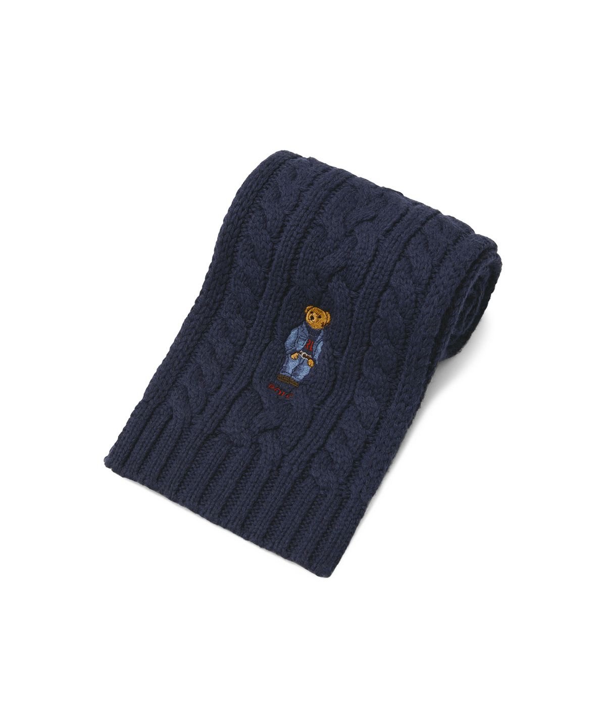 폴로 랄프 로렌(POLO RALPH LAUREN) 폴로 베어 케이블 니트 스카프 - 블루