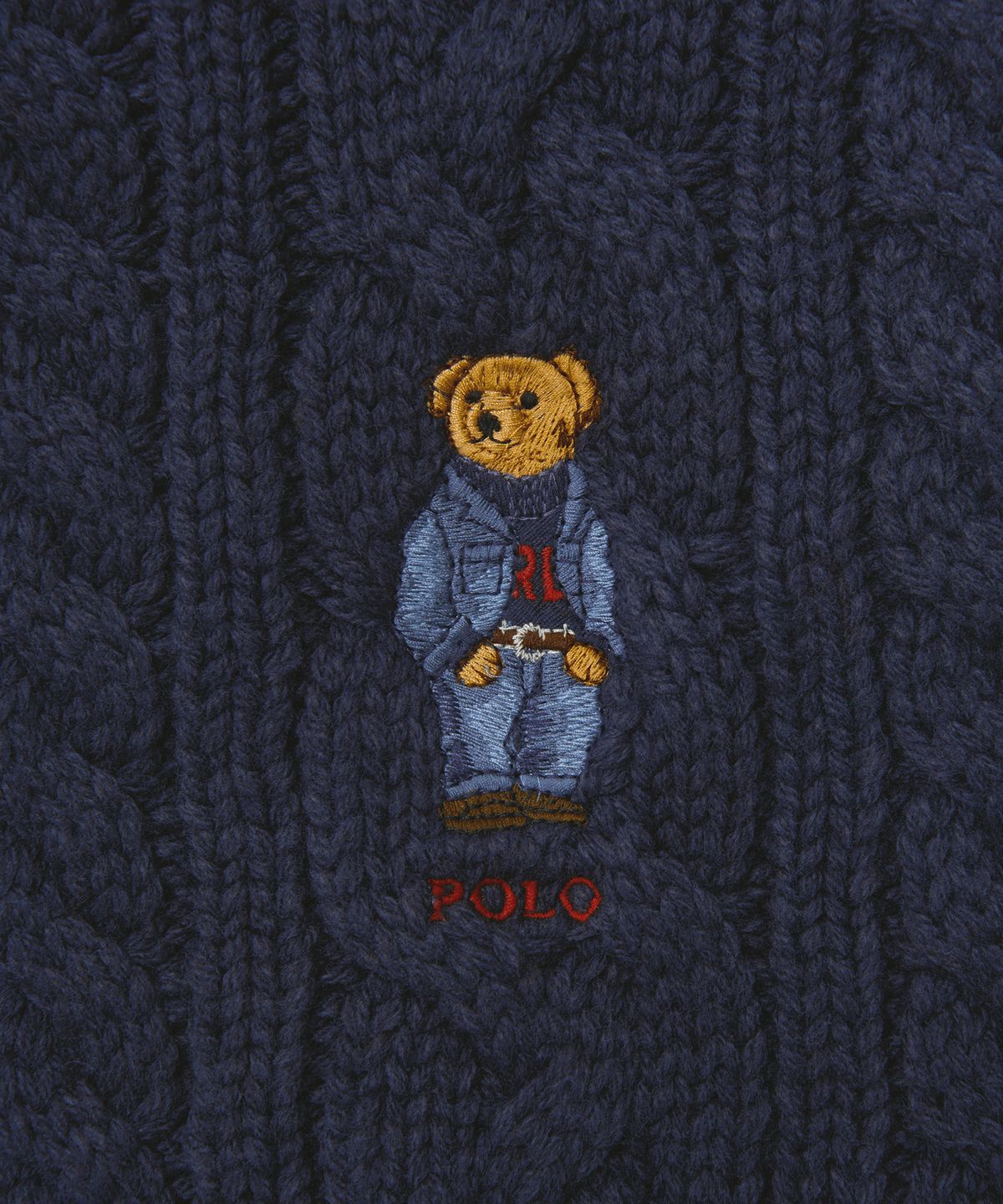 폴로 랄프 로렌(POLO RALPH LAUREN) 폴로 베어 케이블 니트 스카프 - 블루