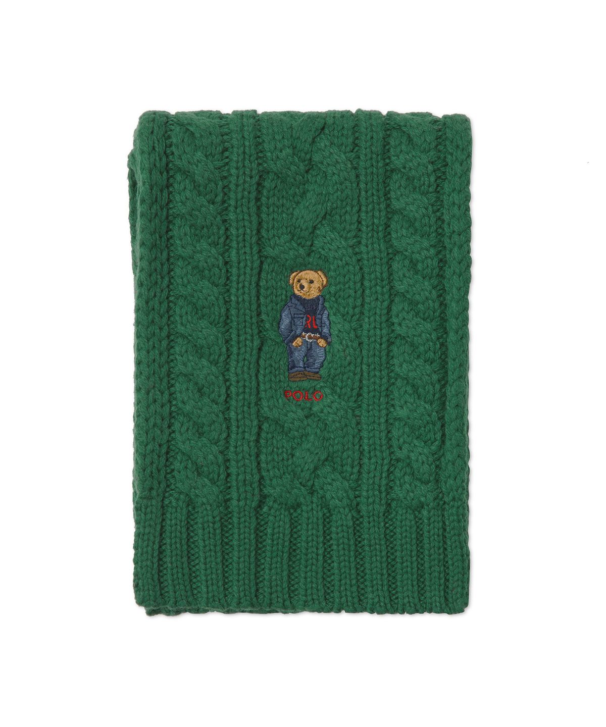 폴로 랄프 로렌(POLO RALPH LAUREN) 폴로 베어 케이블 니트 스카프 - 그린