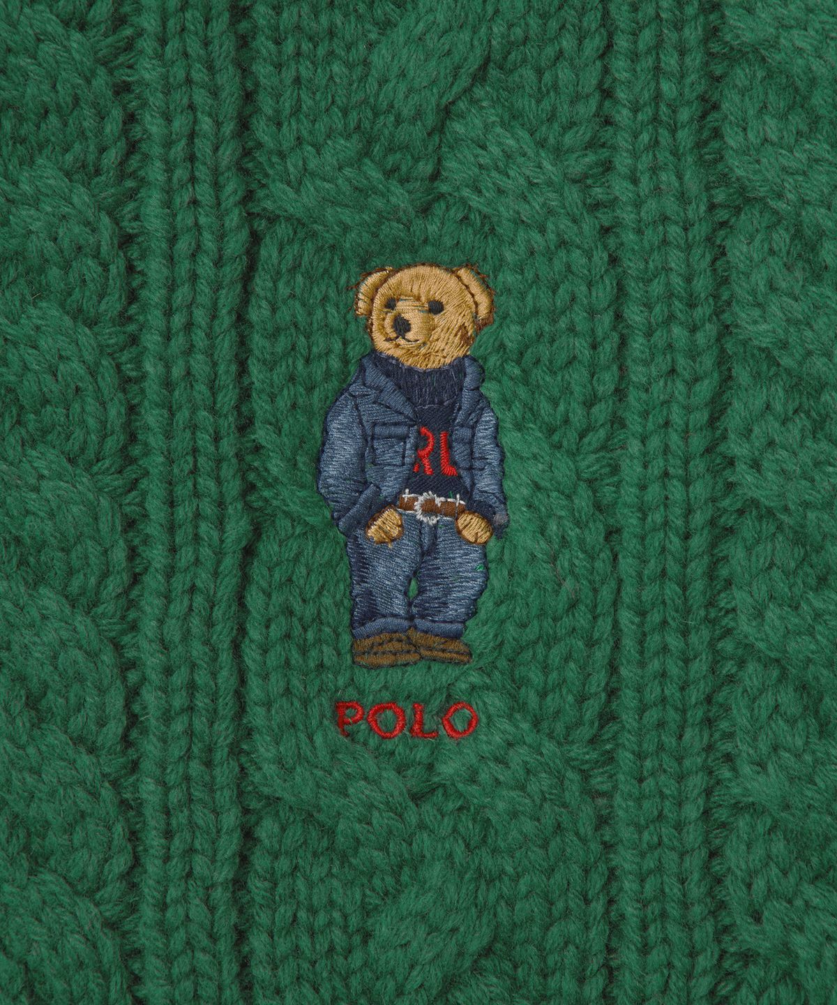 폴로 랄프 로렌(POLO RALPH LAUREN) 폴로 베어 케이블 니트 스카프 - 그린