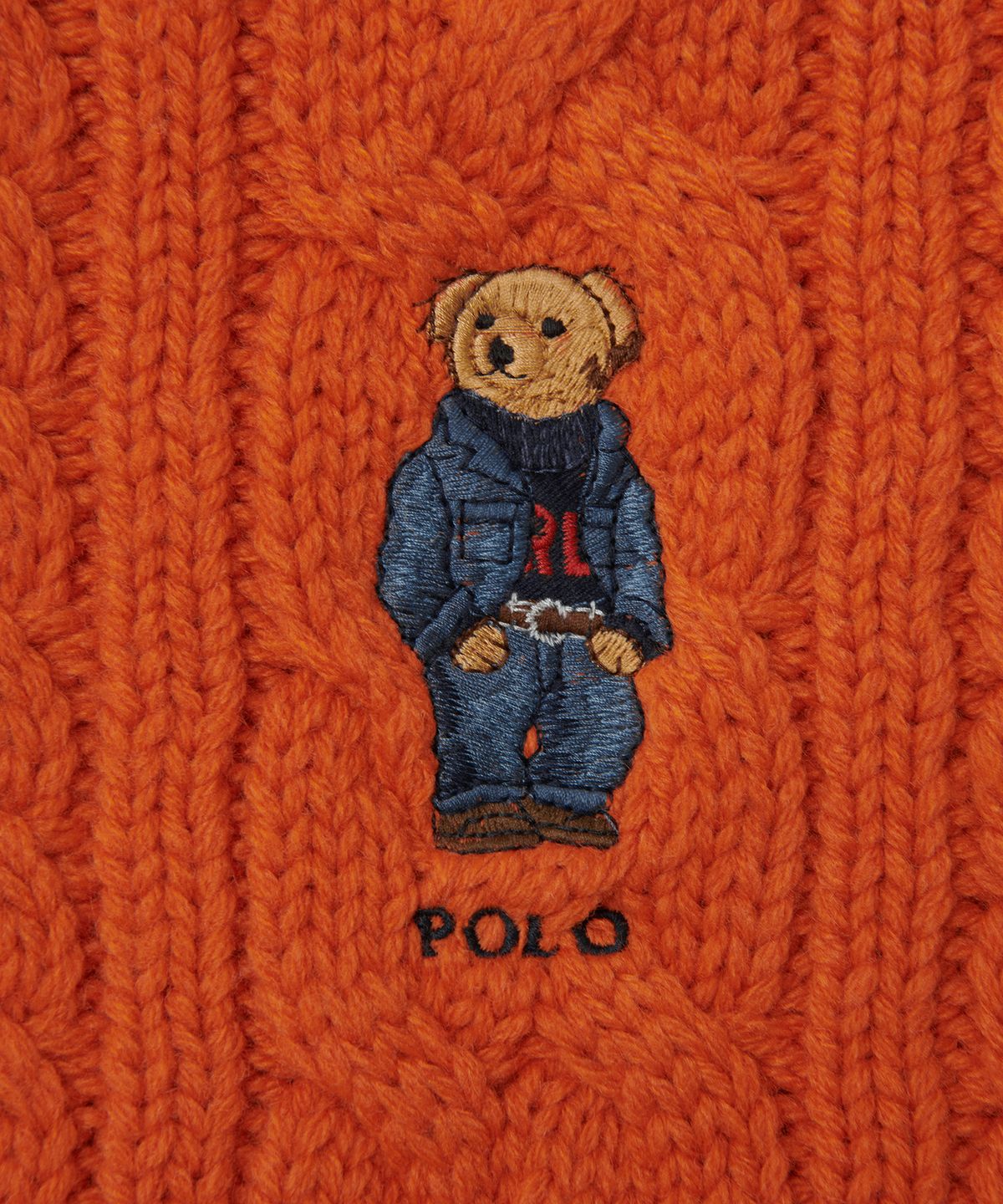 폴로 랄프 로렌(POLO RALPH LAUREN) 폴로 베어 케이블 니트 스카프 - 오렌지