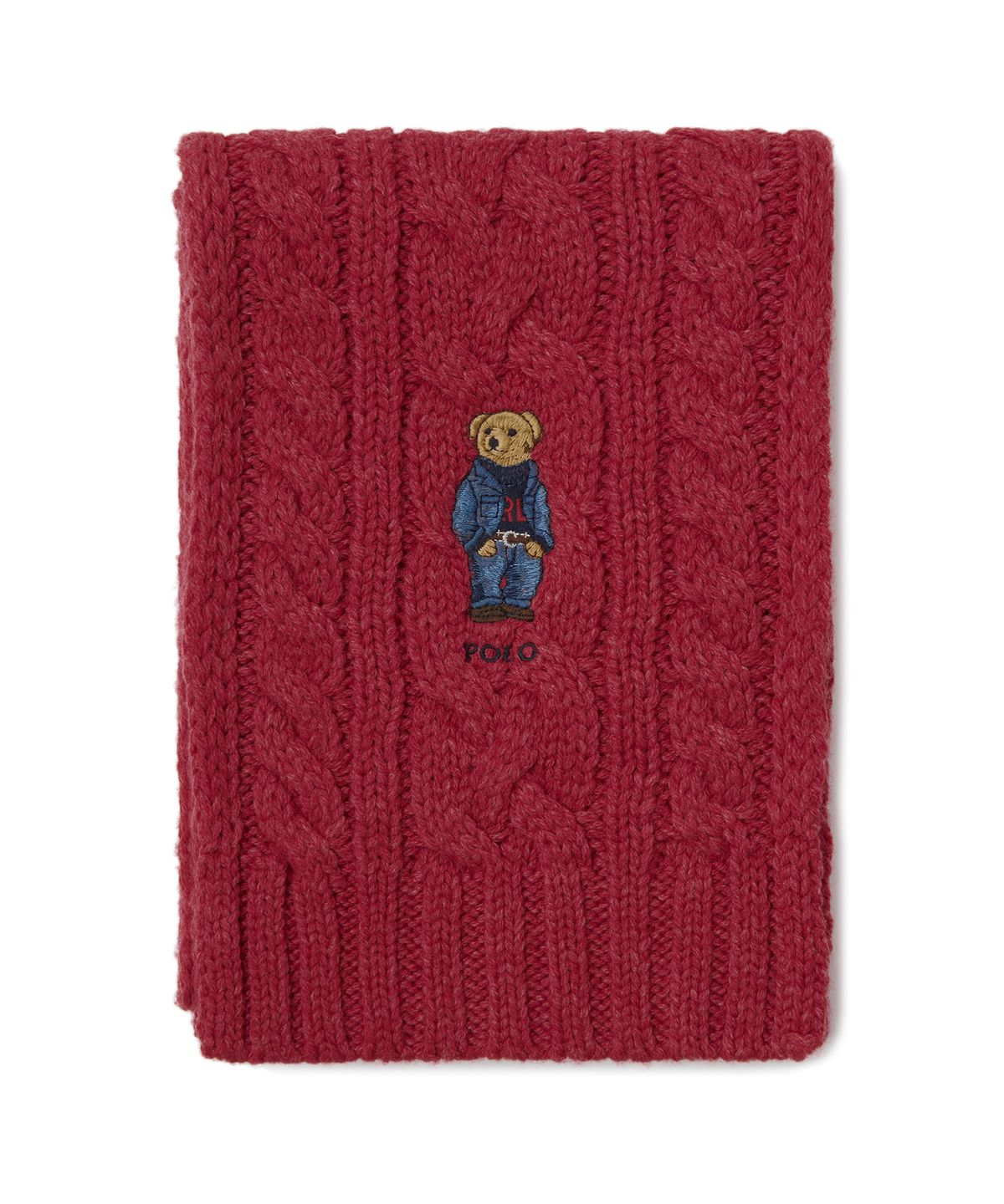 폴로 랄프 로렌(POLO RALPH LAUREN) 폴로 베어 케이블 니트 스카프 - 레드