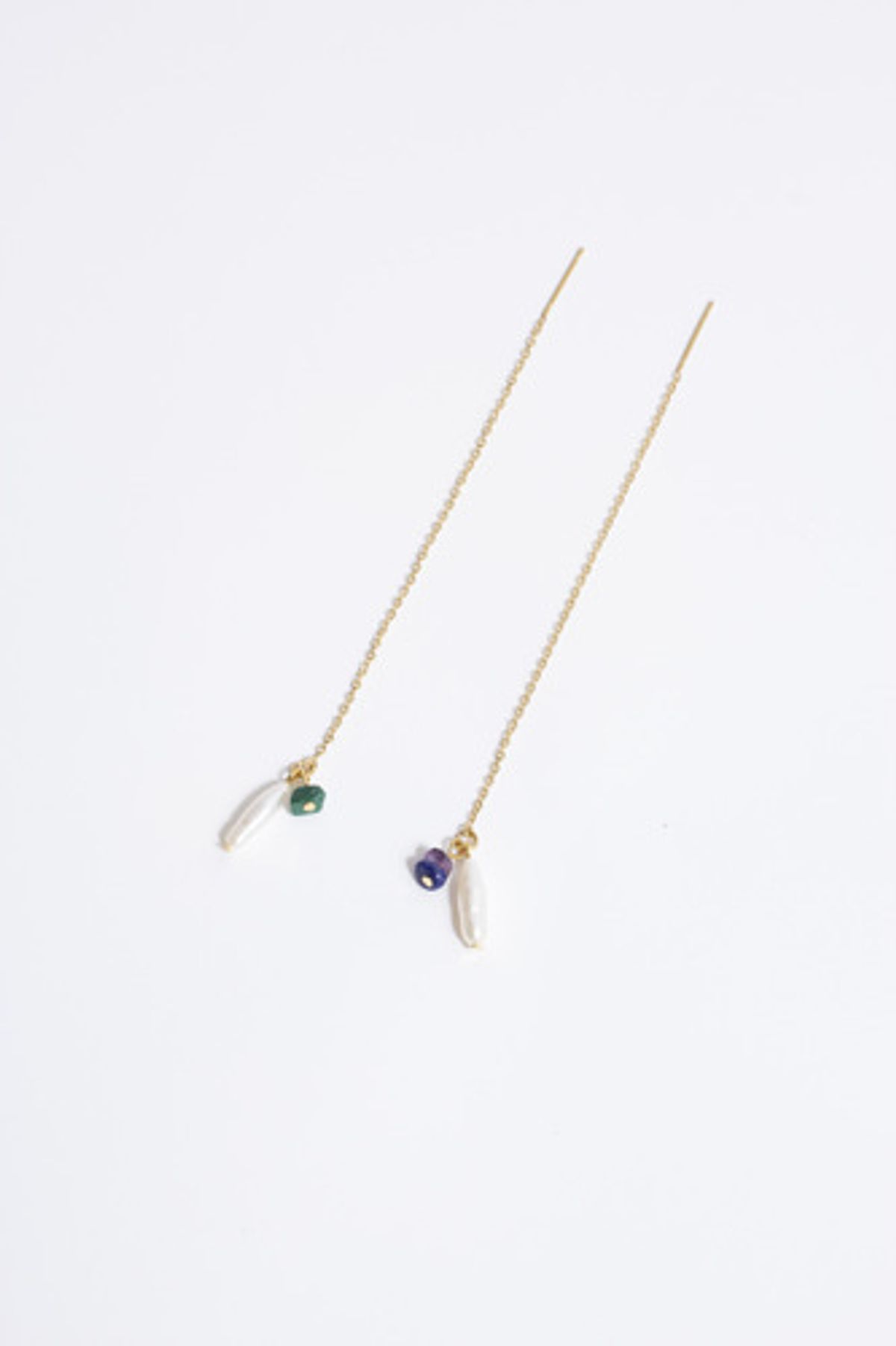 모드곤(MODGONE) 긴 담수진주 & 원석 귀걸이 Long pearl & gemstone earring