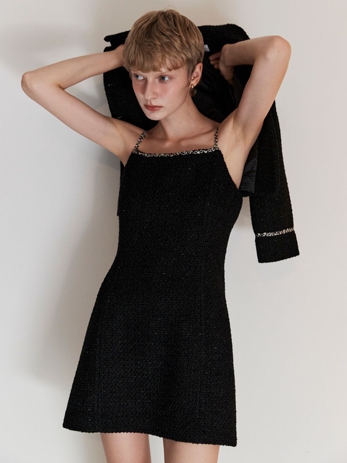 오앨(OUEL) TWEED MINI DRESS_BLACK