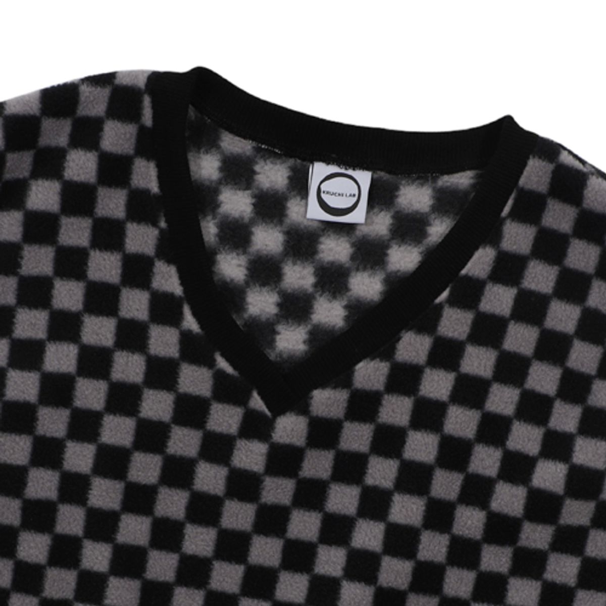 크루치(KRUCHI) CHECKERBOARD FLEECE VEST (BLACK)