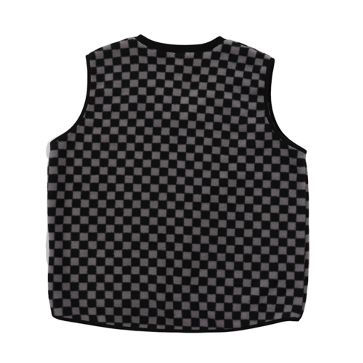 크루치(KRUCHI) CHECKERBOARD FLEECE VEST (BLACK)