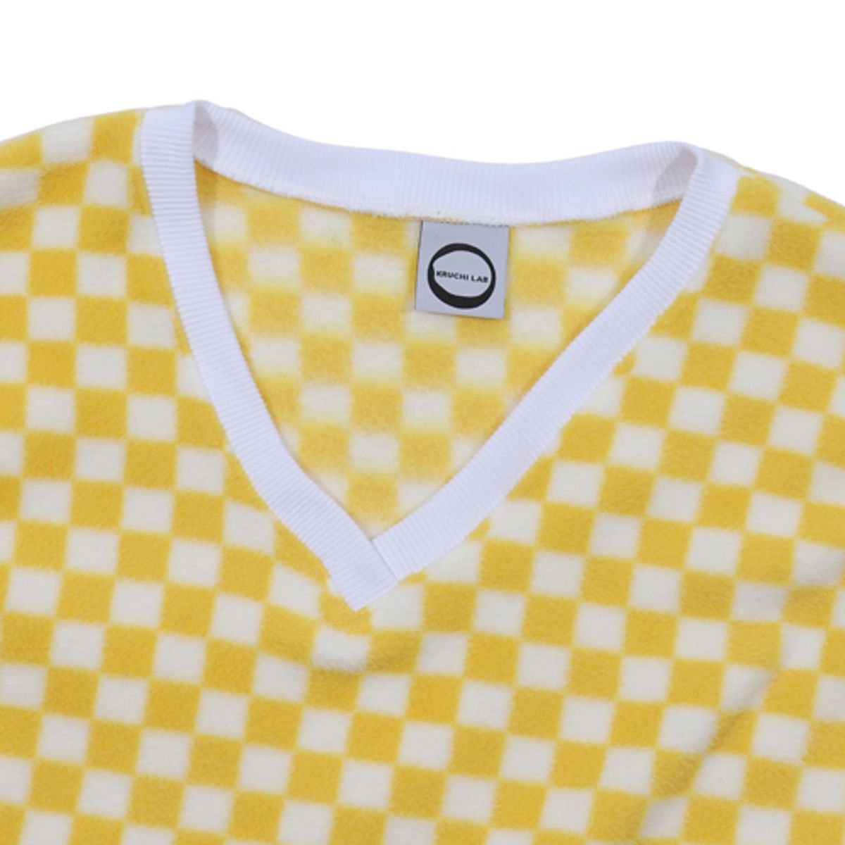 크루치(KRUCHI) CHECKERBOARD FLEECE VEST (YELLOW)