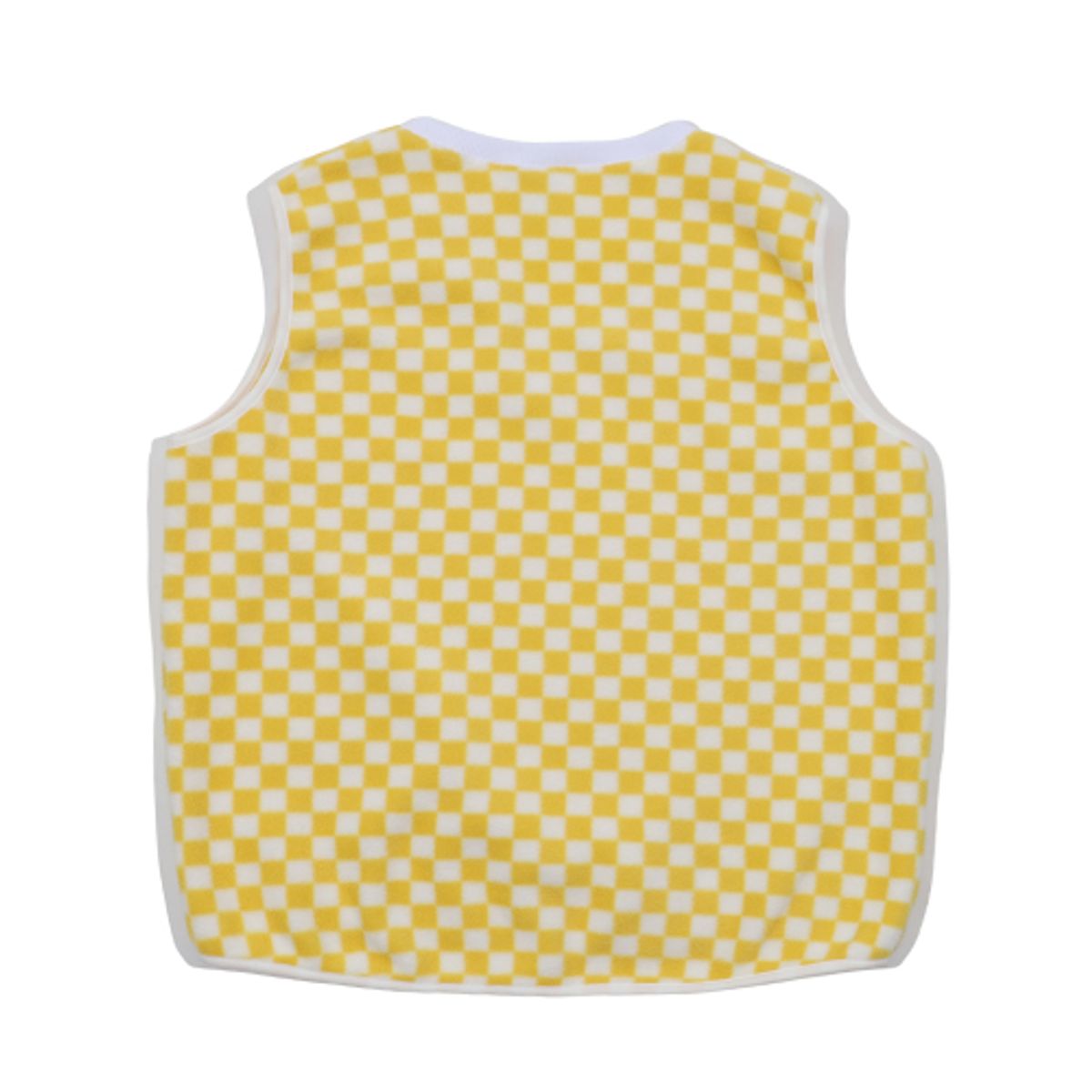크루치(KRUCHI) CHECKERBOARD FLEECE VEST (YELLOW)