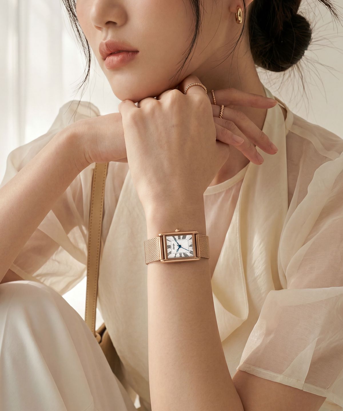 시아르고(SIARGO) SG-010SL-S-R 펜넬 컬렉션 여자 로즈골드 스틸 매쉬 손목 시계