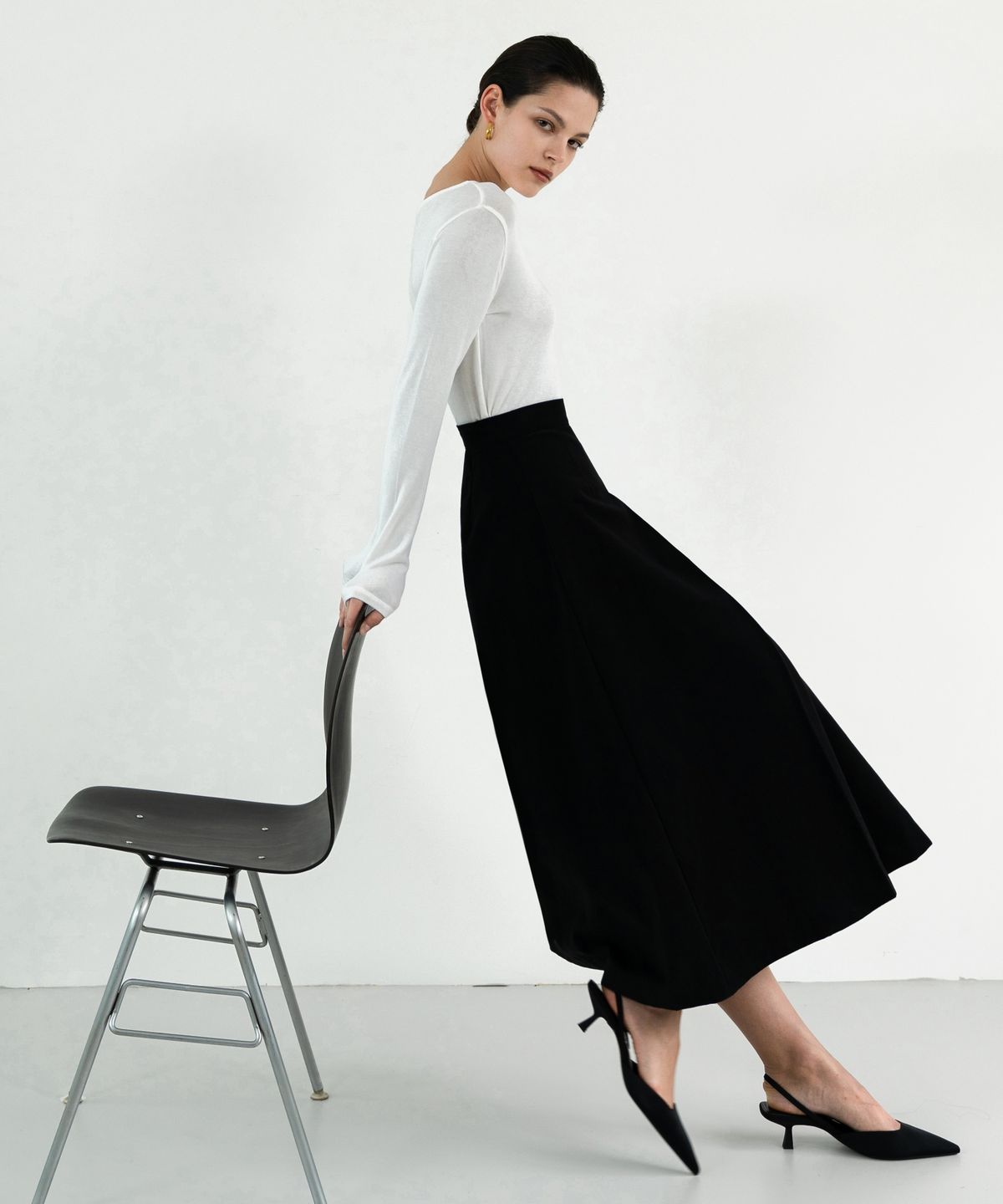 레트흐드레뚜왈(LETTRE DE LE TOILE) Cotton box pleated A-line skirt (brown)