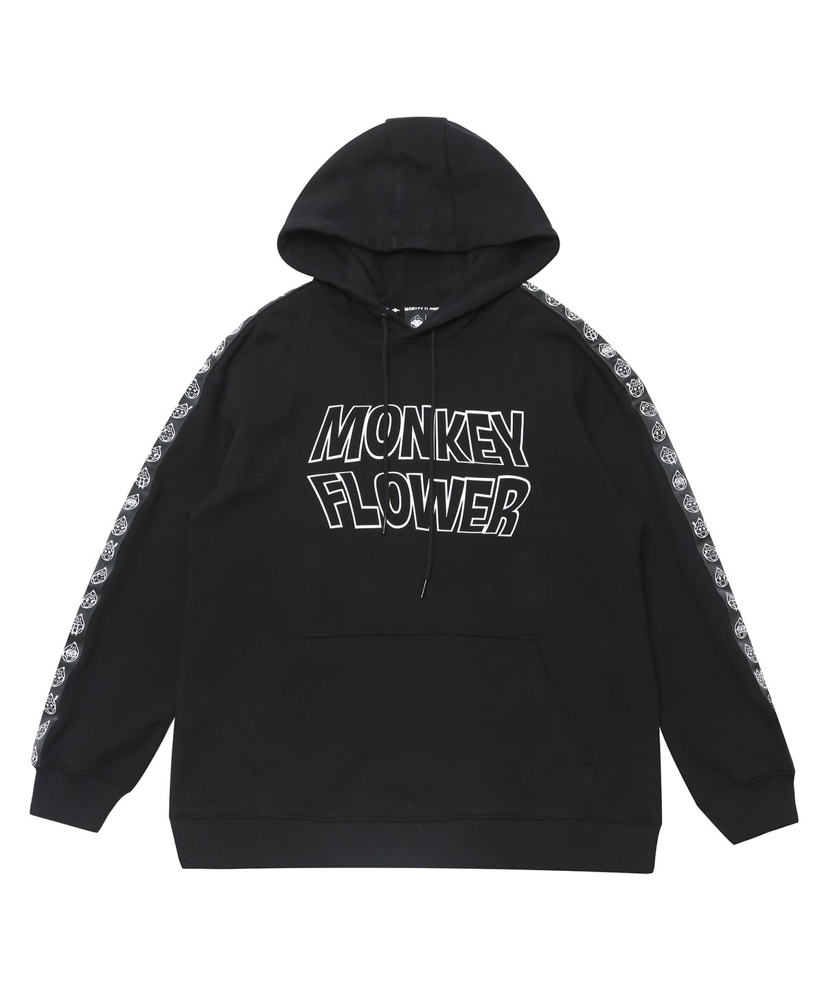 몽키플라워(Monkey Flower) 공용 이모지 웨빙트랙 스웻후드티셔츠/MF1WHD10U BLACK